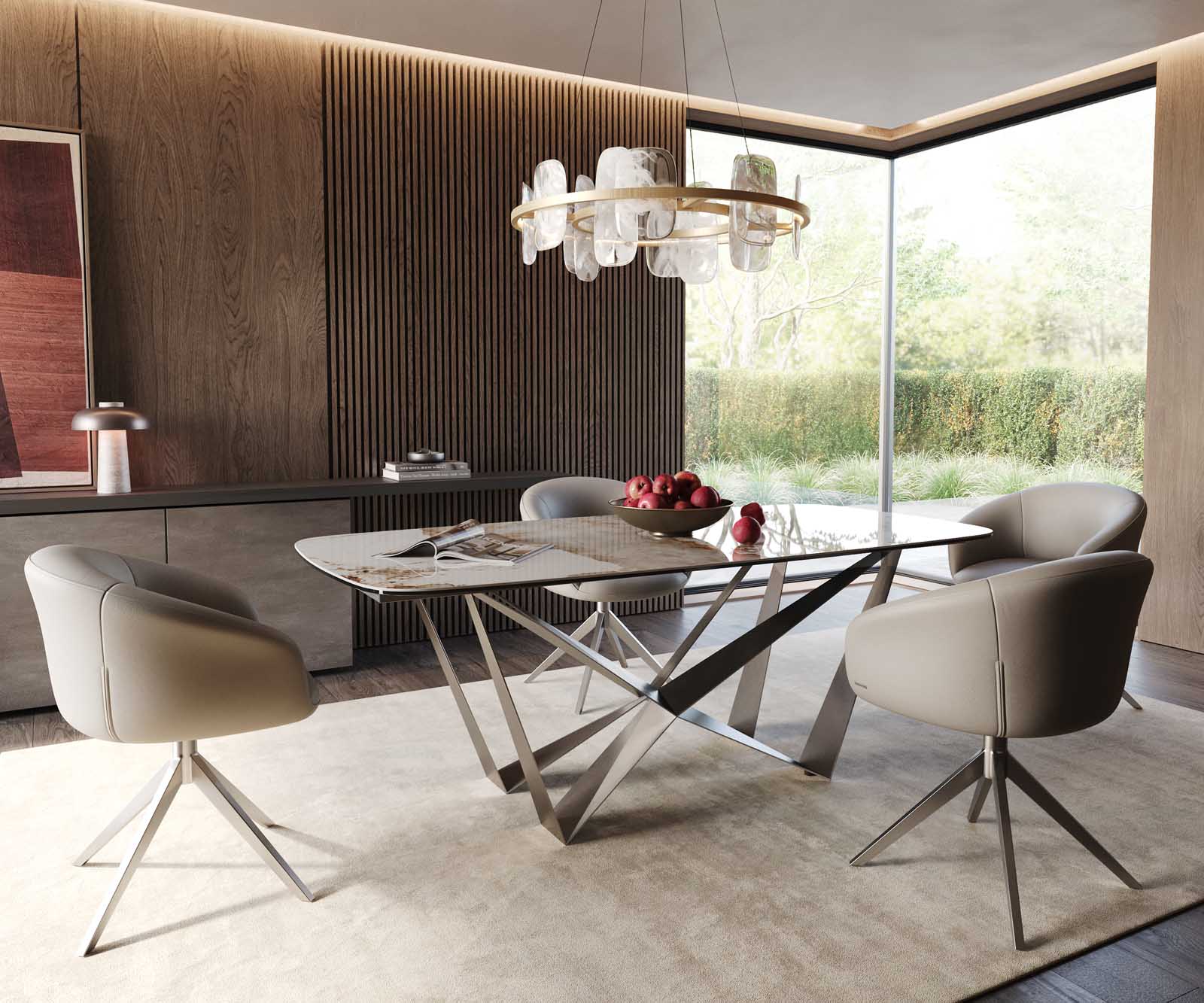 Table à manger Edge en forme de bateau 200x100 céramique Minas mélange blanc-beige Spider acier plat acier inoxydable 6 Table à manger Edge en forme de bateau 200x100 céramique Minas mélange blanc-beige Spider acier plat acier inoxydable 6