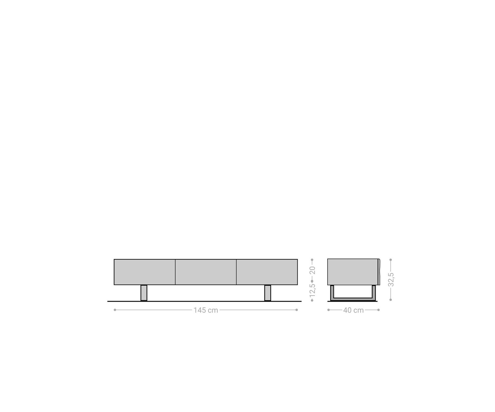 Meuble - TV New Live-Edge 145 cm acacia naturel 3 portes patin métal noir 6