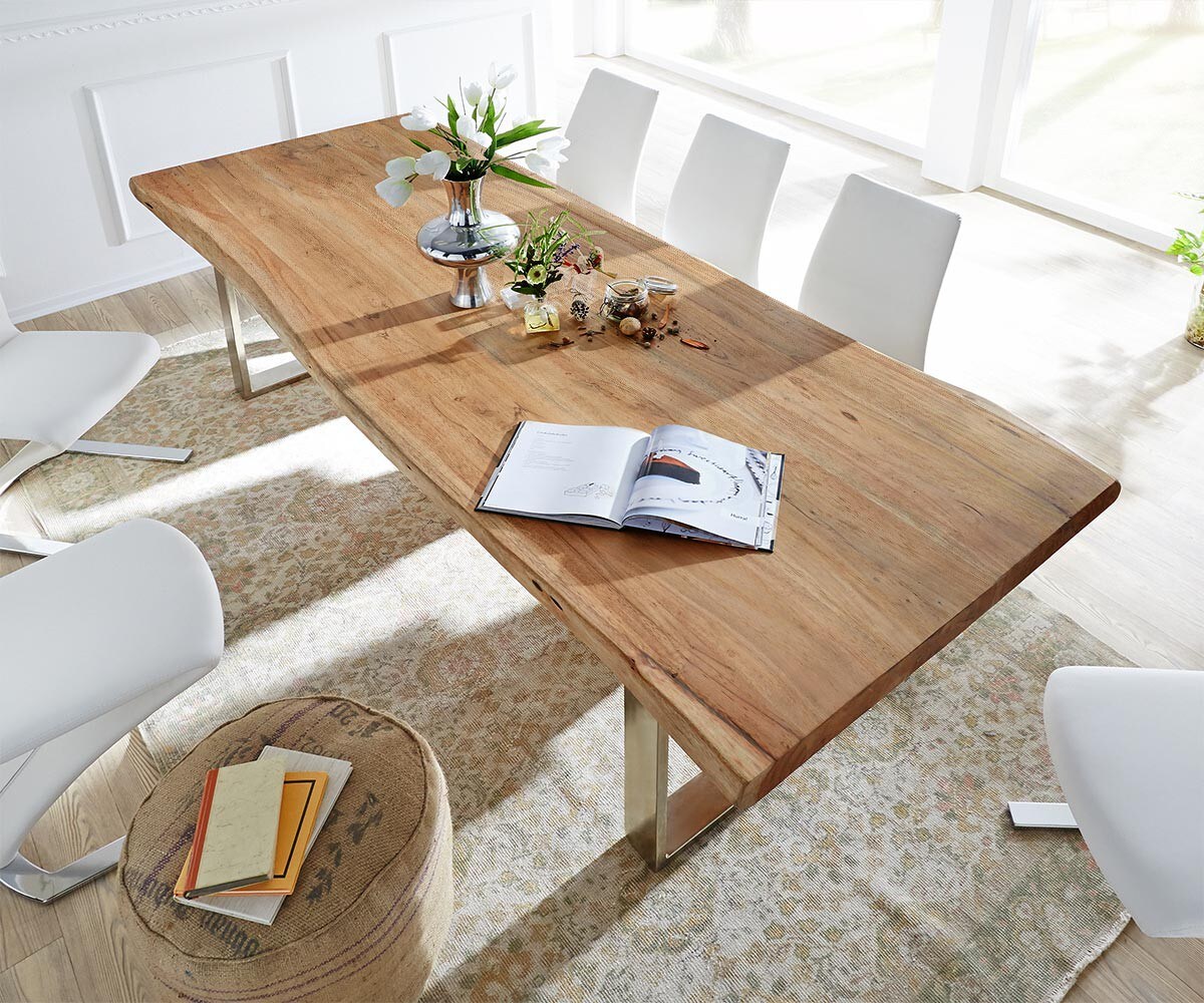 Plateau-de-table-à-manger Edge 300x100cm XL acacia nature Live-Edge 4