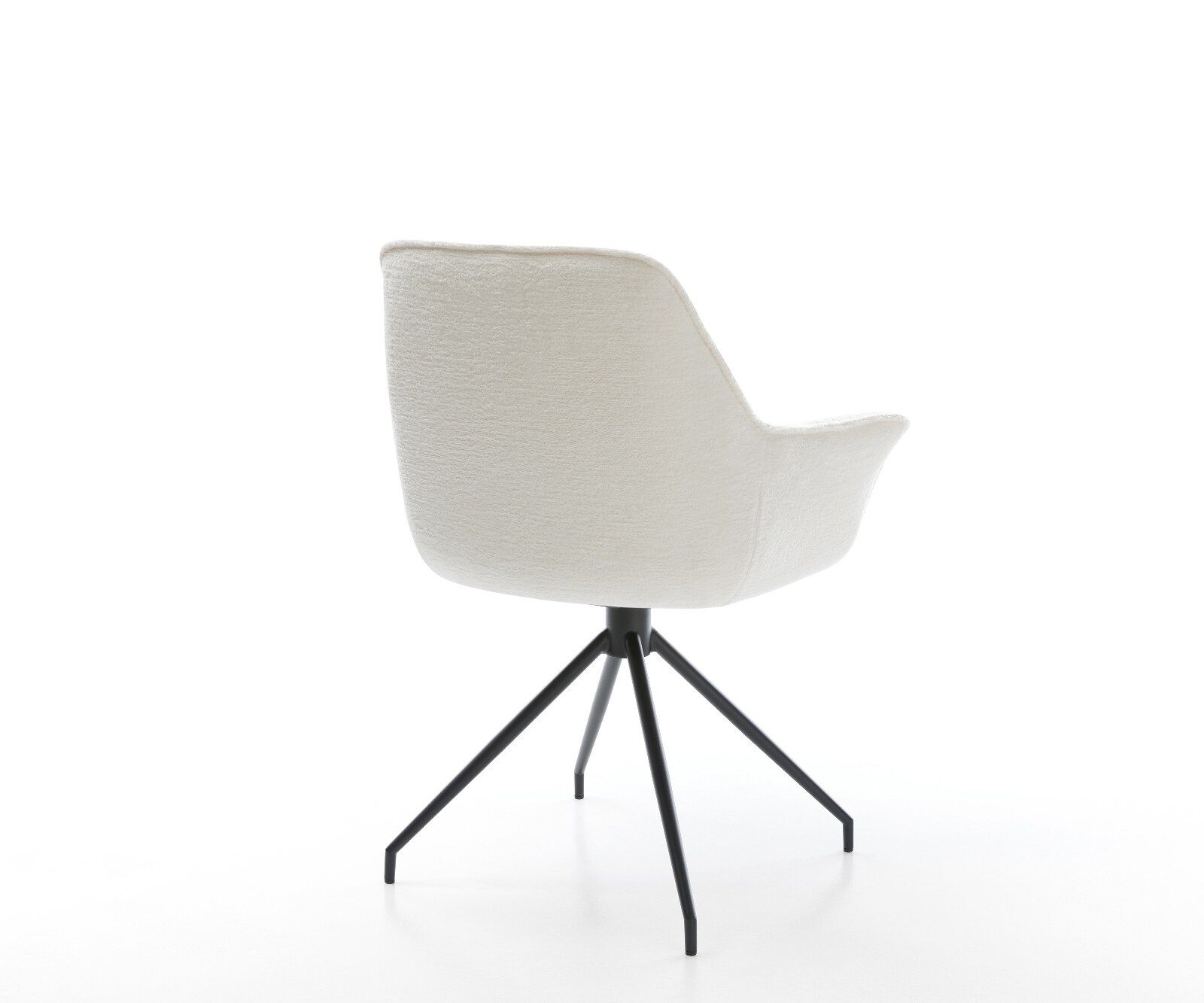 Chaise-de-salle-à-manger Kaira-Flex bouclé doux beige pied croisé conique noir 4