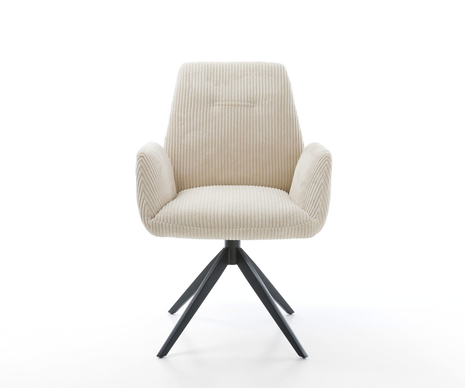 Chaise-de-salle-à-manger Zoa-Flex côtelé beige vintage pied croisé large noir ressorts ensachés 1