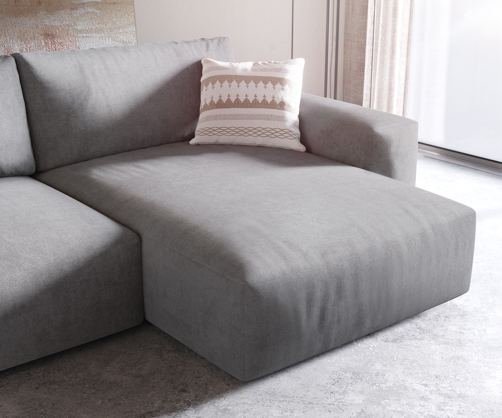 Canapé d'angle Lanzo XL 270x180 cm Microfibre Gris Recamière variable avec Tabouret 4 Canapé d'angle Lanzo XL 270x180 cm Microfibre Gris Recamière variable avec Tabouret 4