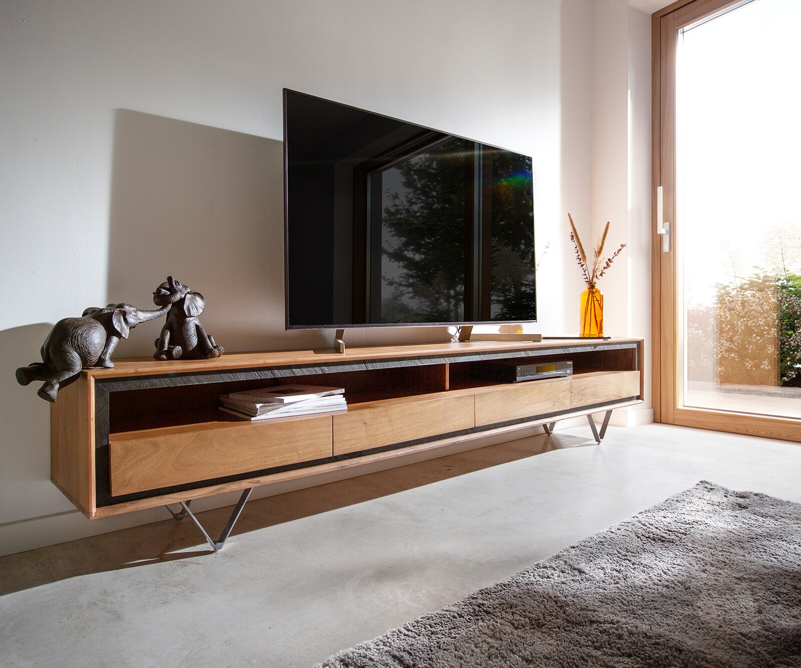 Meuble-TV Stonegrace placage de pierre 2