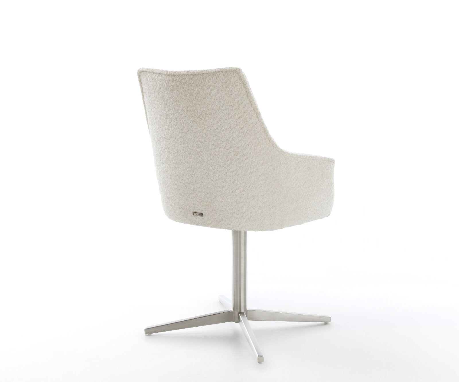 Chaise-pivotante Alja-Flex avec accoudoirs bouclé blanc pied de chaise 4 branches acier inoxydable brossé pivotement sur 360° ressorts ensachés 4 Chaise-pivotante Alja-Flex avec accoudoirs bouclé blanc pied de chaise 4 branches acier inoxydable brossé pivotement sur 360° ressorts ensachés 4