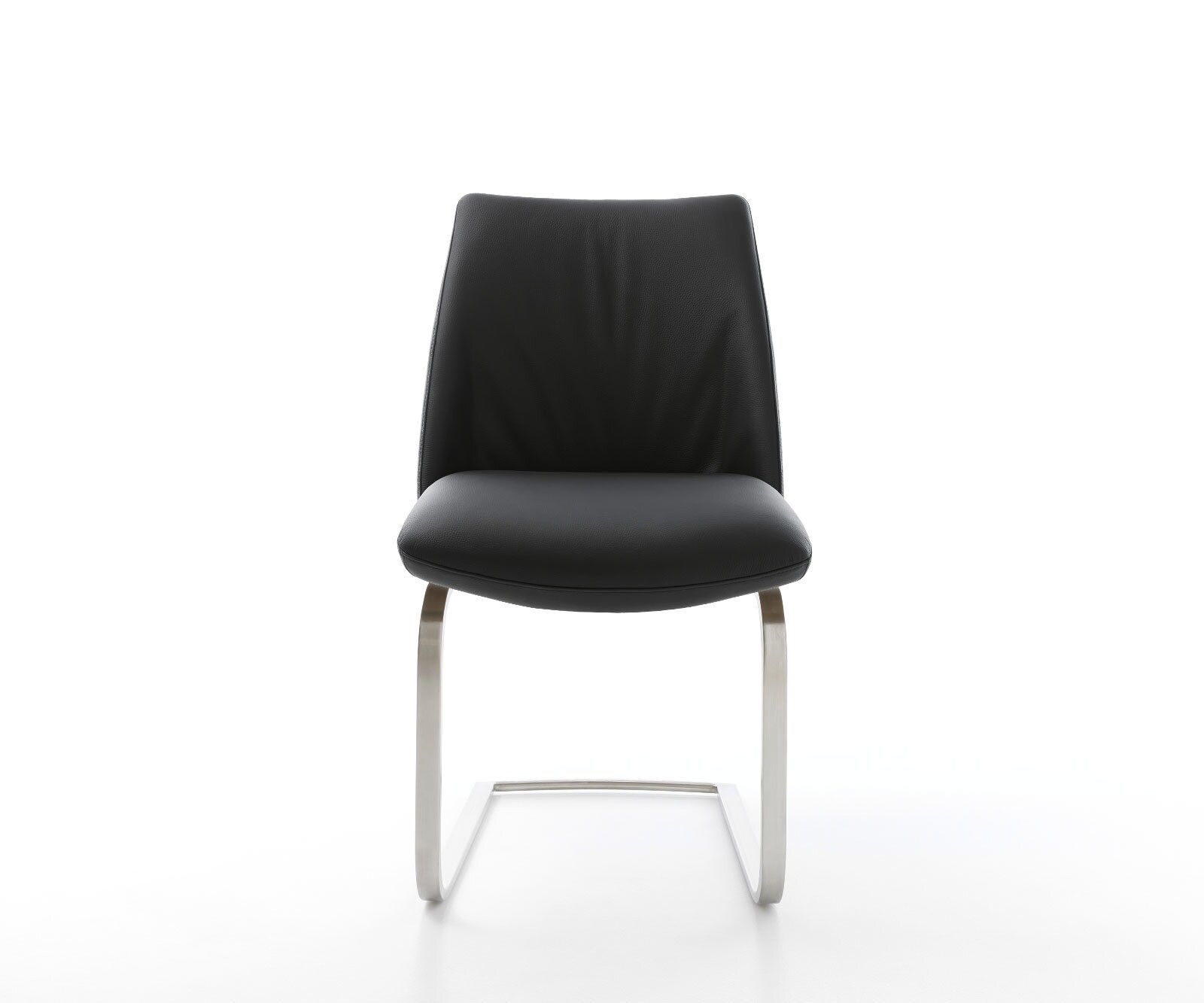 Cantilever Elso-Flex cuir de vache noir pied cantilever plat acier inoxydable brossé ressorts ensachés 2