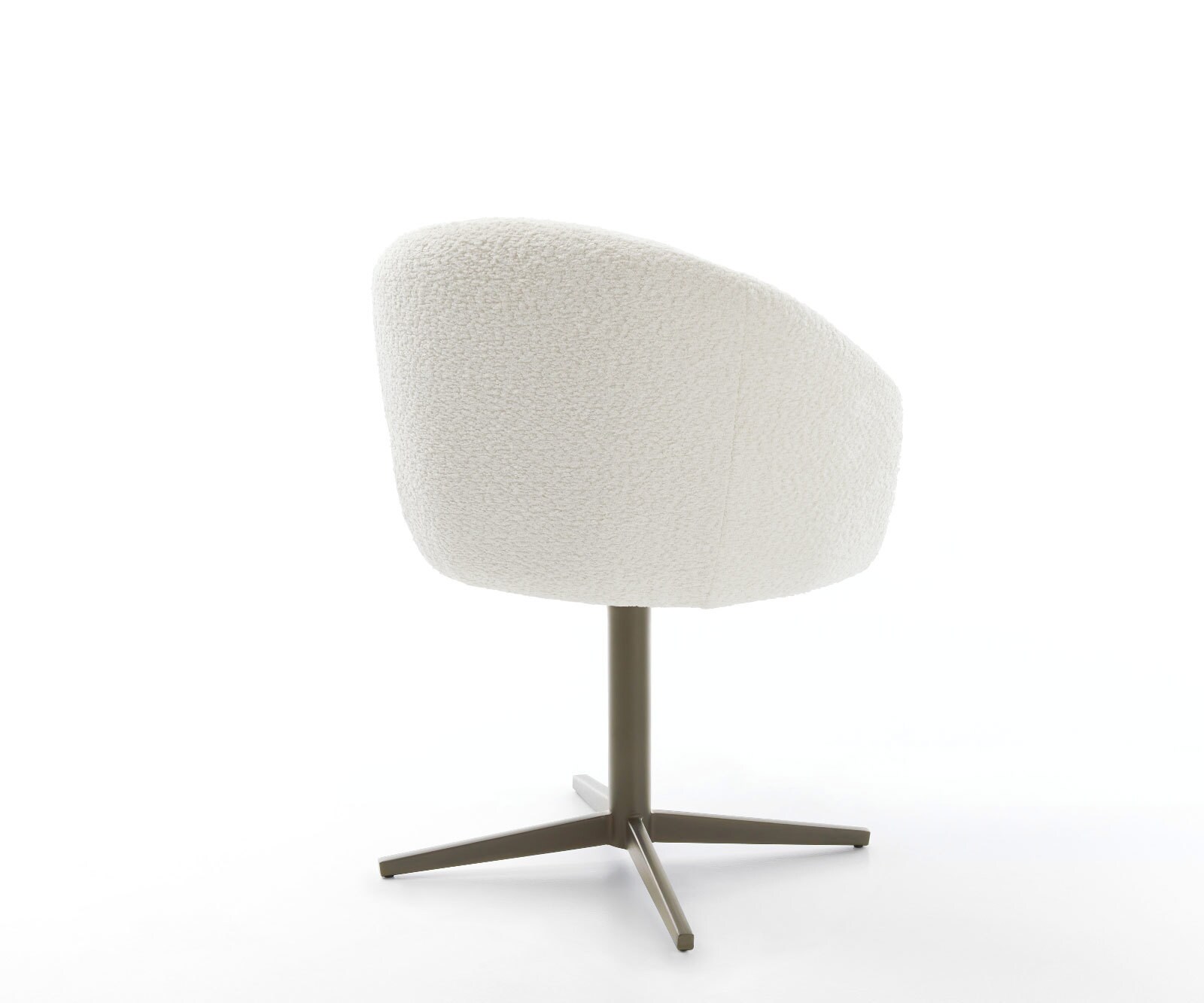 Chaise-pivotante Caja-Flex avec accoudoirs bouclé blanc pied de chaise 4 branches aspect titane pivotement sur 360° ressorts ensachés 5