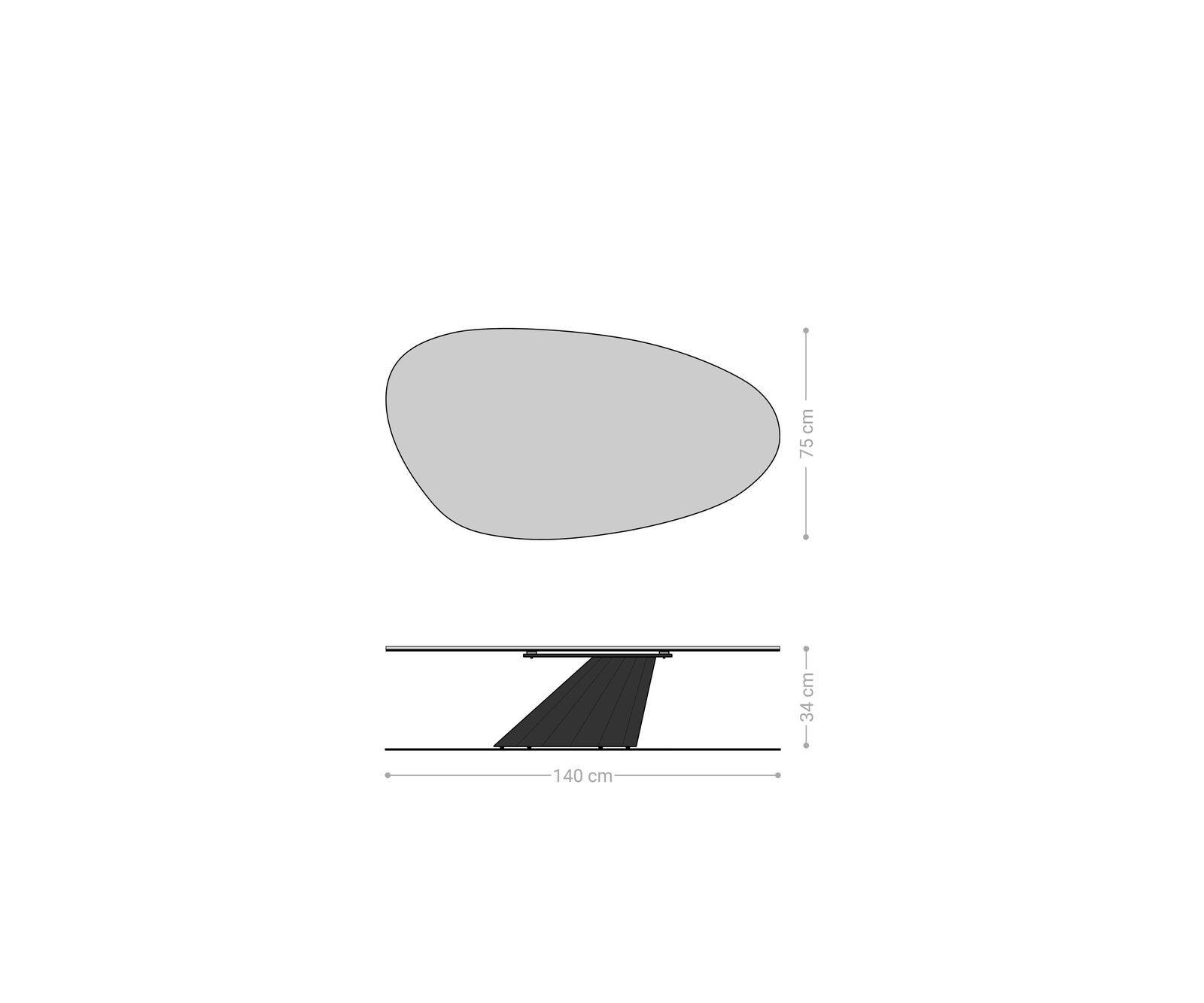 Table basse Edge Oval 140x75 cm chêne naturel bord arrondi Parabi acier inoxydable brossé 6