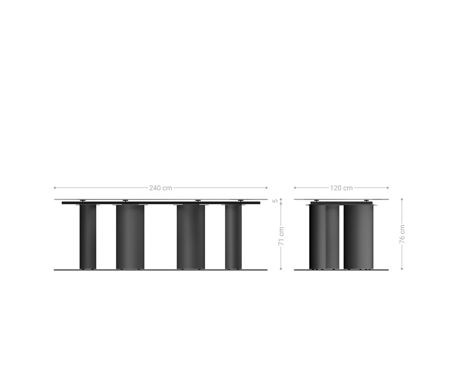 Table à manger Edge Boot 240x120 Laminam® Emperador Extra Lucidato Marron foncé Pilier Métal finition à effet Titane 7