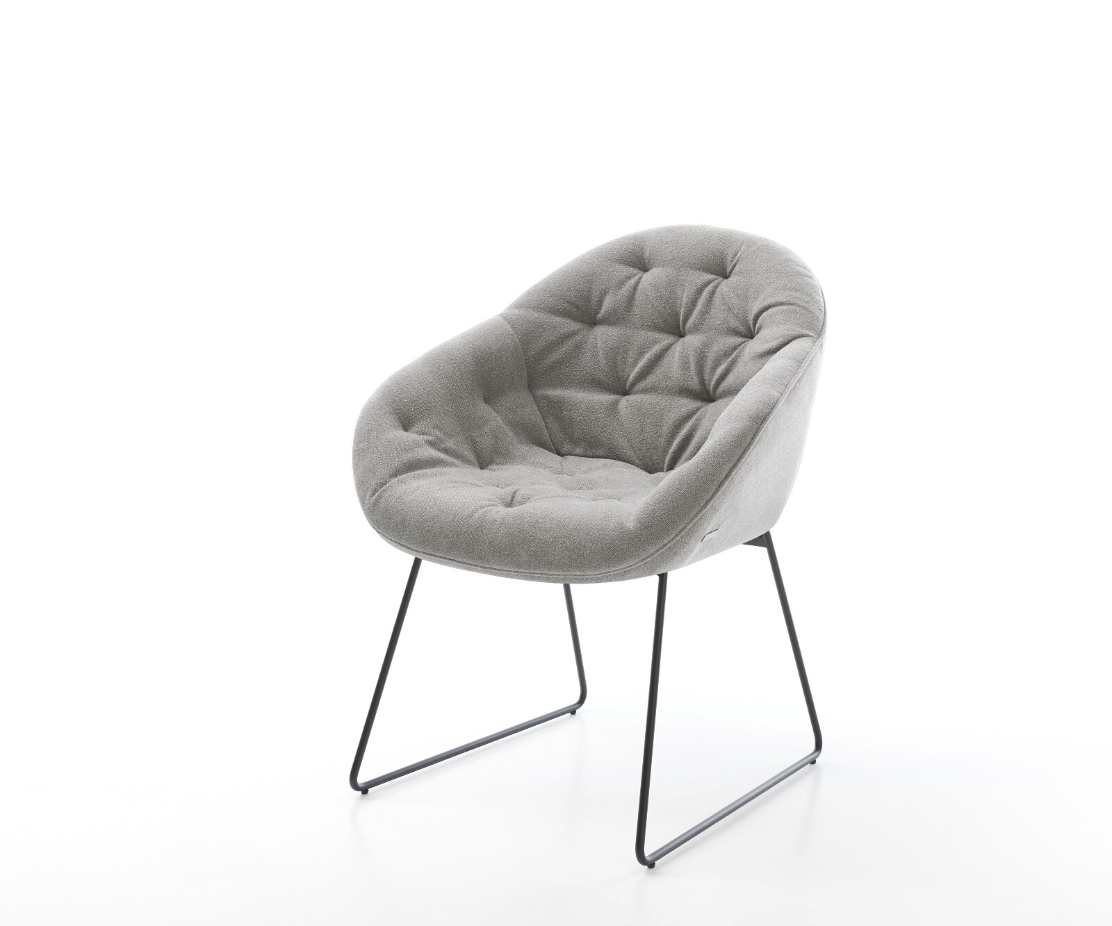 Chaise-de-salle-à-manger Gaio-Flex tissu structuré doux gris pied trapèze noir