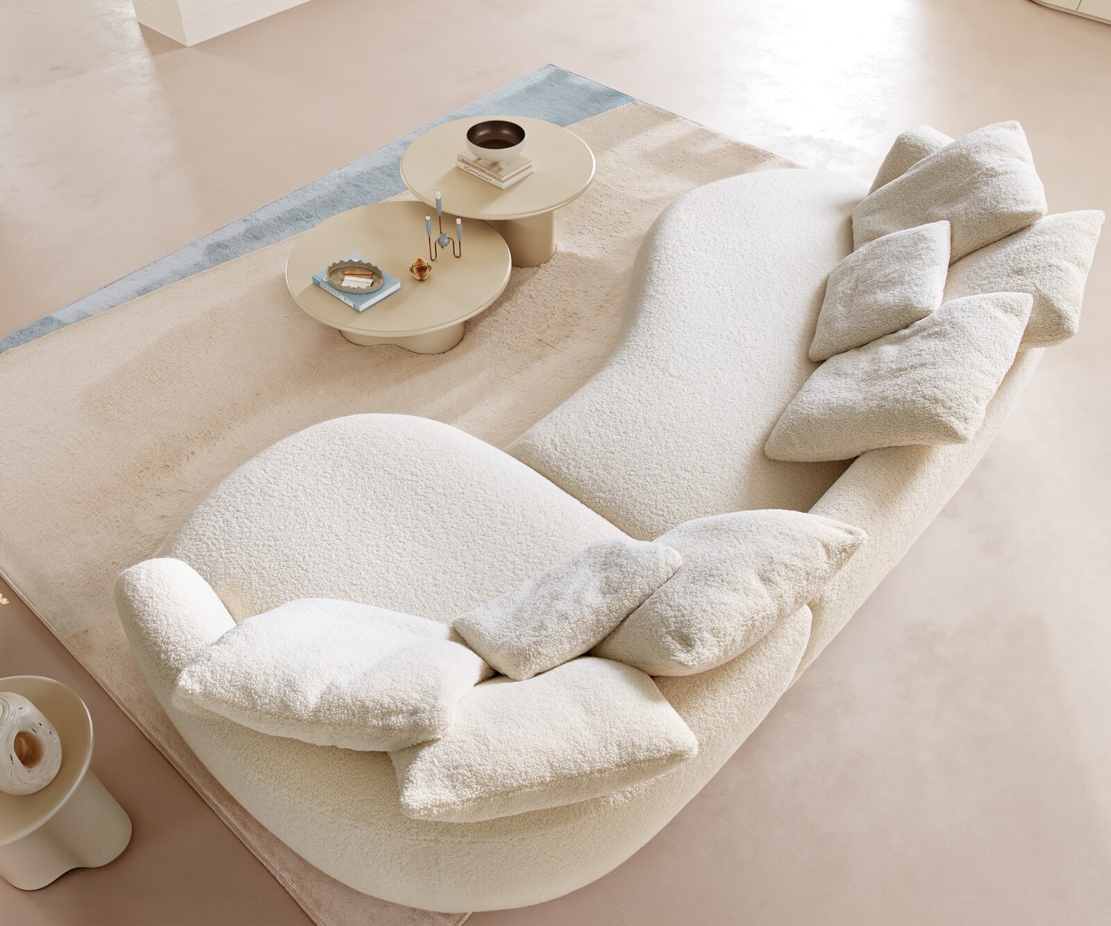 Grand-canapé Edina 330 x 170 cm, tissu peluche beige 3