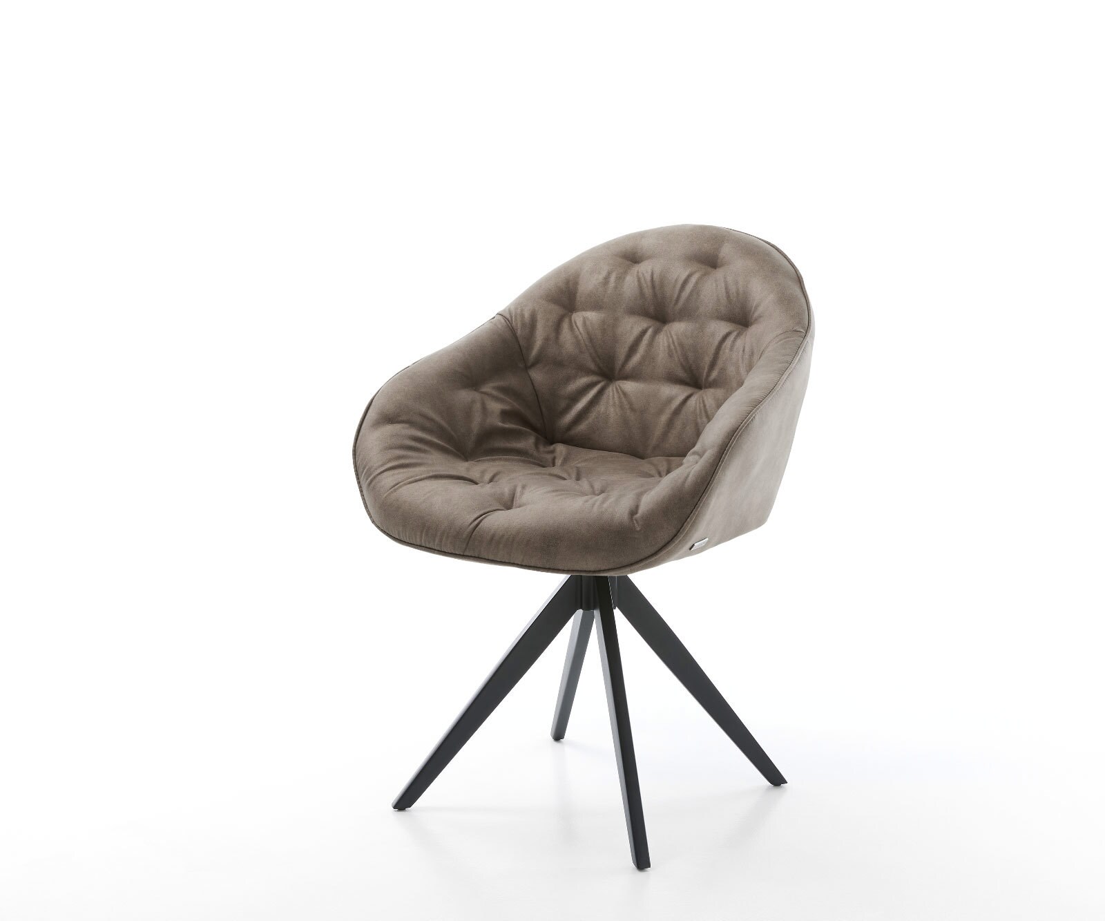 Chaise-de-salle-à-manger Gaio-Flex microvelours taupe vintage pied croisé angulaire noir