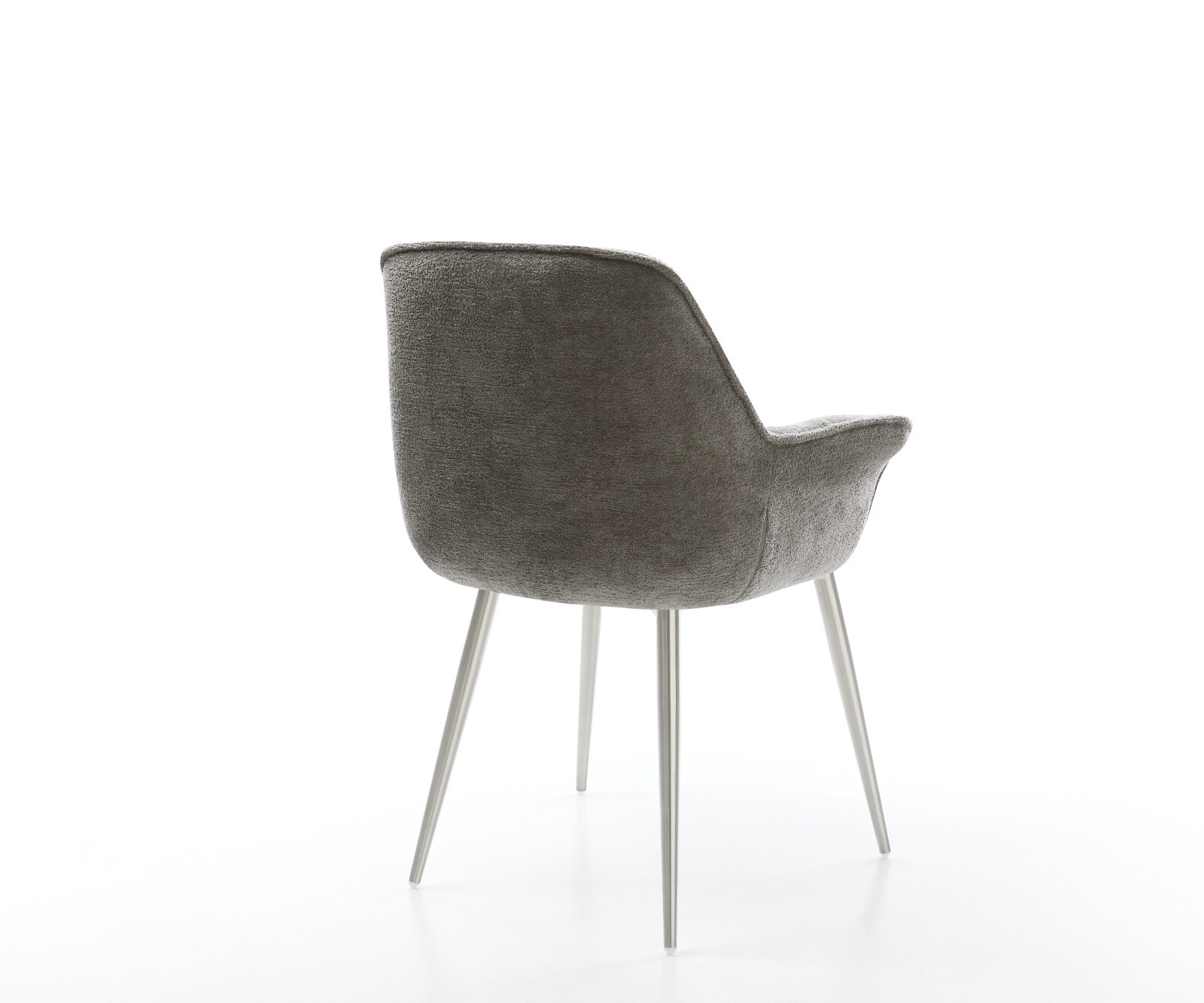 Chaise-de-salle-à-manger Kaira-Flex bouclé doux couleur boue 4 pieds coniques acier inoxydable 4