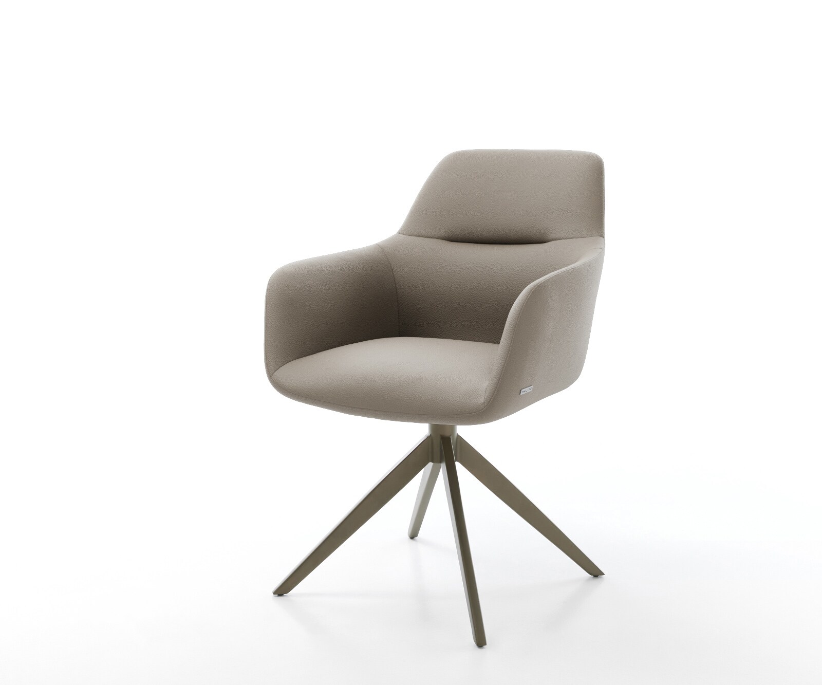 Chaise-pivotante Pejo-Flex cuir de vache couleur boue pied croisé large aspect titane pivotement sur 360° fonction bascule ressorts ensachés 1