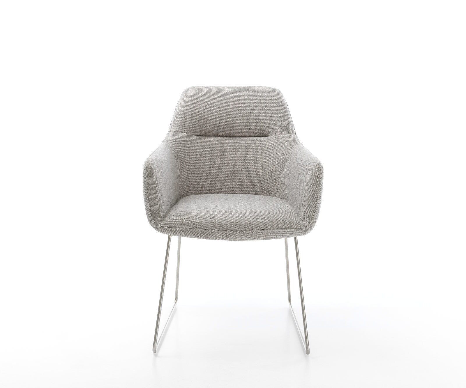 Chaise-de-salle-à-manger Pejo-Flex rayures gris clair pied trapèze acier inoxydable brossé ressorts ensachés 1 Chaise-de-salle-à-manger Pejo-Flex rayures gris clair pied trapèze acier inoxydable brossé ressorts ensachés 1