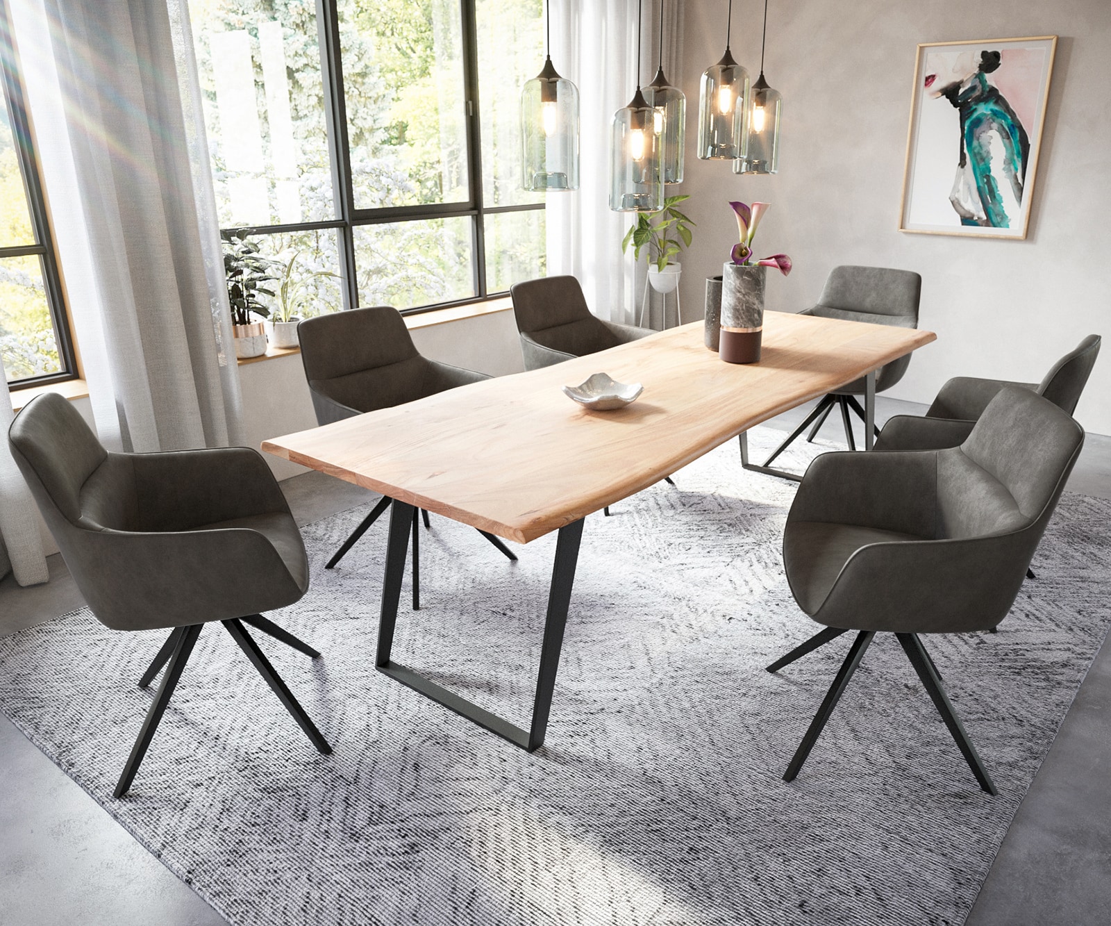 Chaise-de-salle-à-manger Pejo-Flex microvelours anthracite vintage pied croisé angulaire noir ressorts ensachés 3 Chaise-de-salle-à-manger Pejo-Flex microvelours anthracite vintage pied croisé angulaire noir ressorts ensachés 3