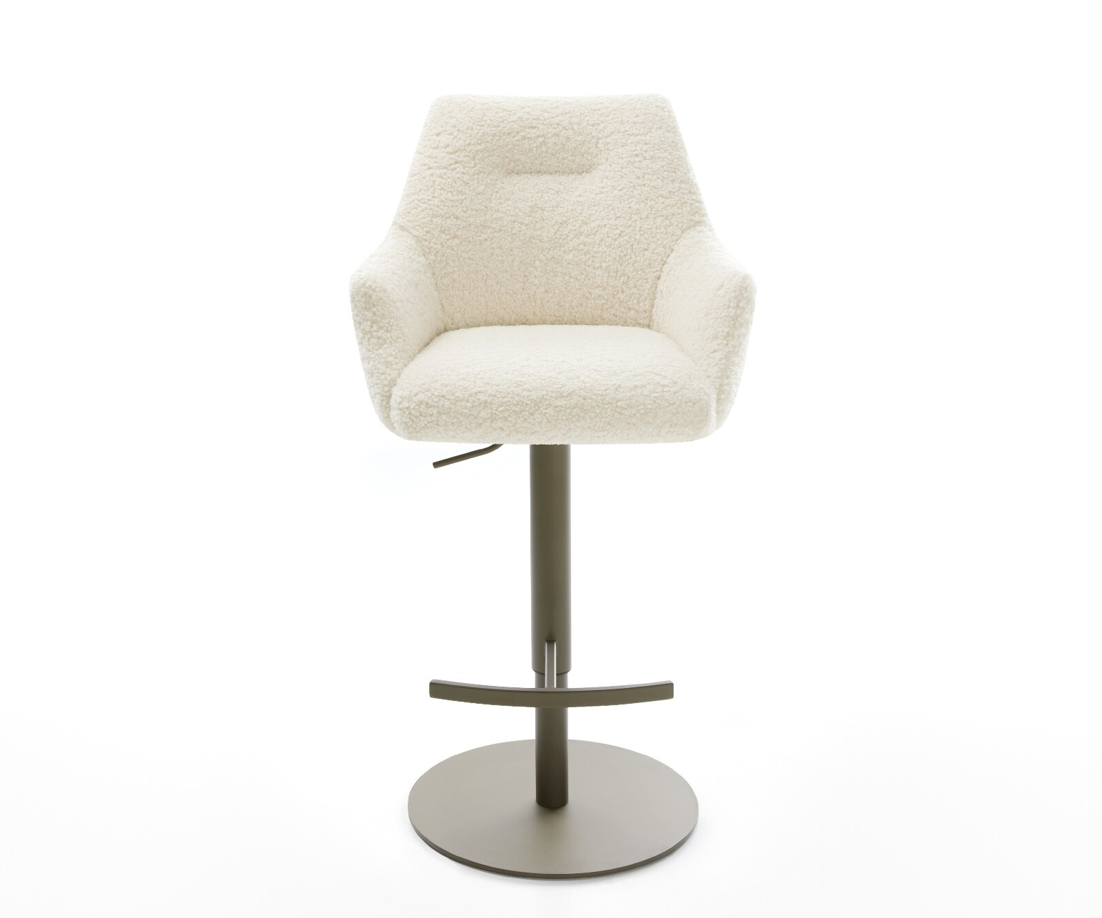 Chaise-de-bar Alja-Flex Tissu teddy Beige Pied pivotant réglable en hauteur couleur titane Couleur titane Ressort ensaché 2