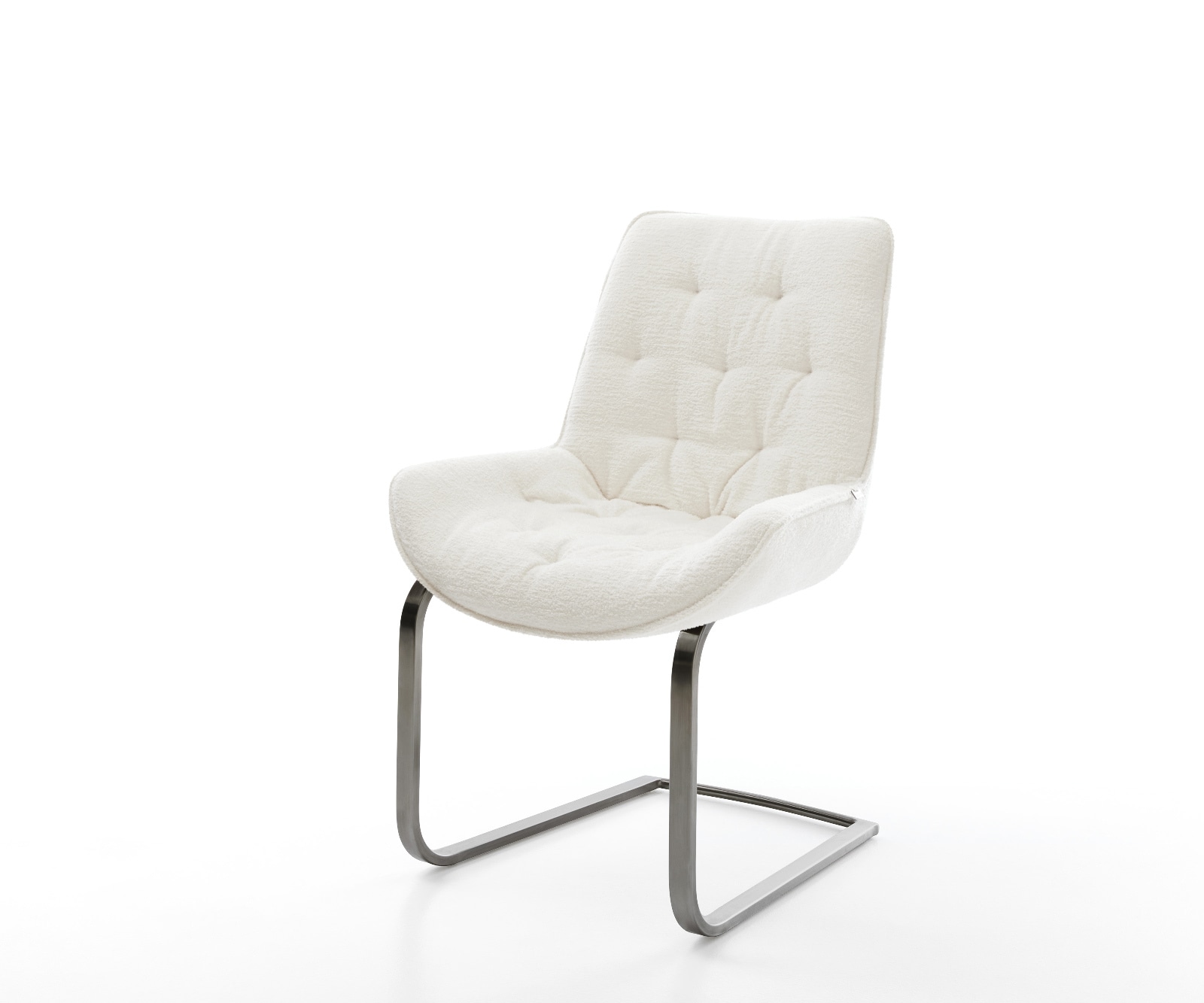 Cantilever Taimi-Flex bouclé doux beige pied cantilever plat grafiete 1