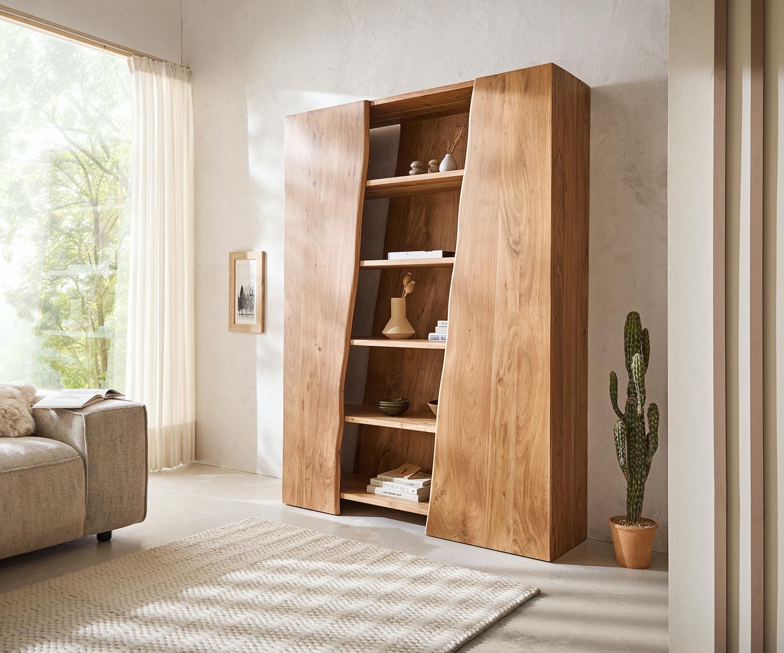 Étagère Live-Edge 140x195 cm Acacia Naturel 2 portes Étagère Live-Edge 140x195 cm Acacia Naturel 2 portes