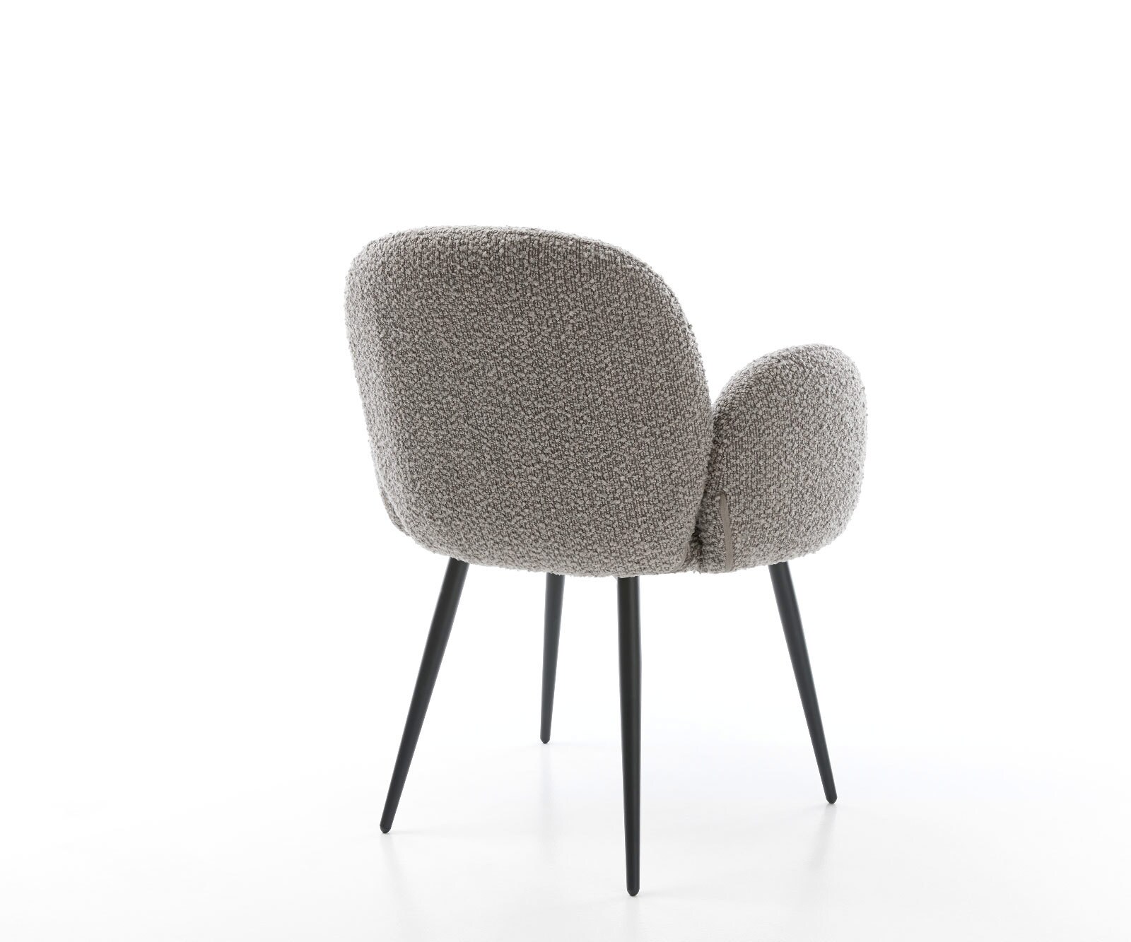 Chaise-de-salle-à-manger Nube-Flex avec accoudoirs bouclé gris argenté 4 pieds coniques noir ressorts ensachés 4 Chaise-de-salle-à-manger Nube-Flex avec accoudoirs bouclé gris argenté 4 pieds coniques noir ressorts ensachés 4