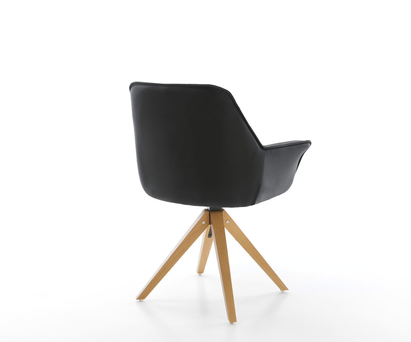 Chaise-de-salle-à-manger Kaira-Flex cuir de vache noir pied en bois angulaire naturel 4 Chaise-de-salle-à-manger Kaira-Flex cuir de vache noir pied en bois angulaire naturel 4