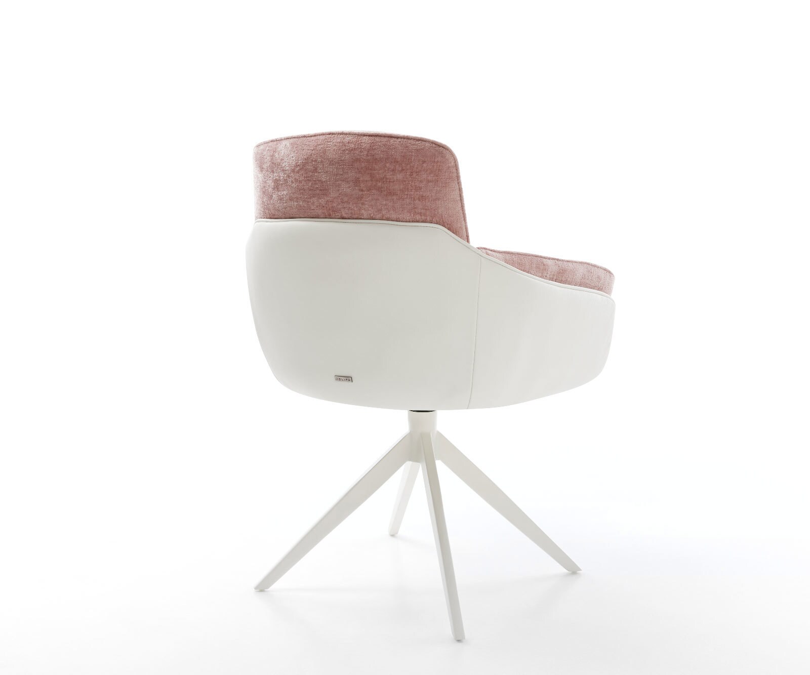 Chaise-pivotante Luan-Flex avec accoudoirs tissu mixte cuir de vache blanc-rose pied croisé large blanc pivotement sur 360° fonction bascule 4 Chaise-pivotante Luan-Flex avec accoudoirs tissu mixte cuir de vache blanc-rose pied croisé large blanc pivotement sur 360° fonction bascule 4