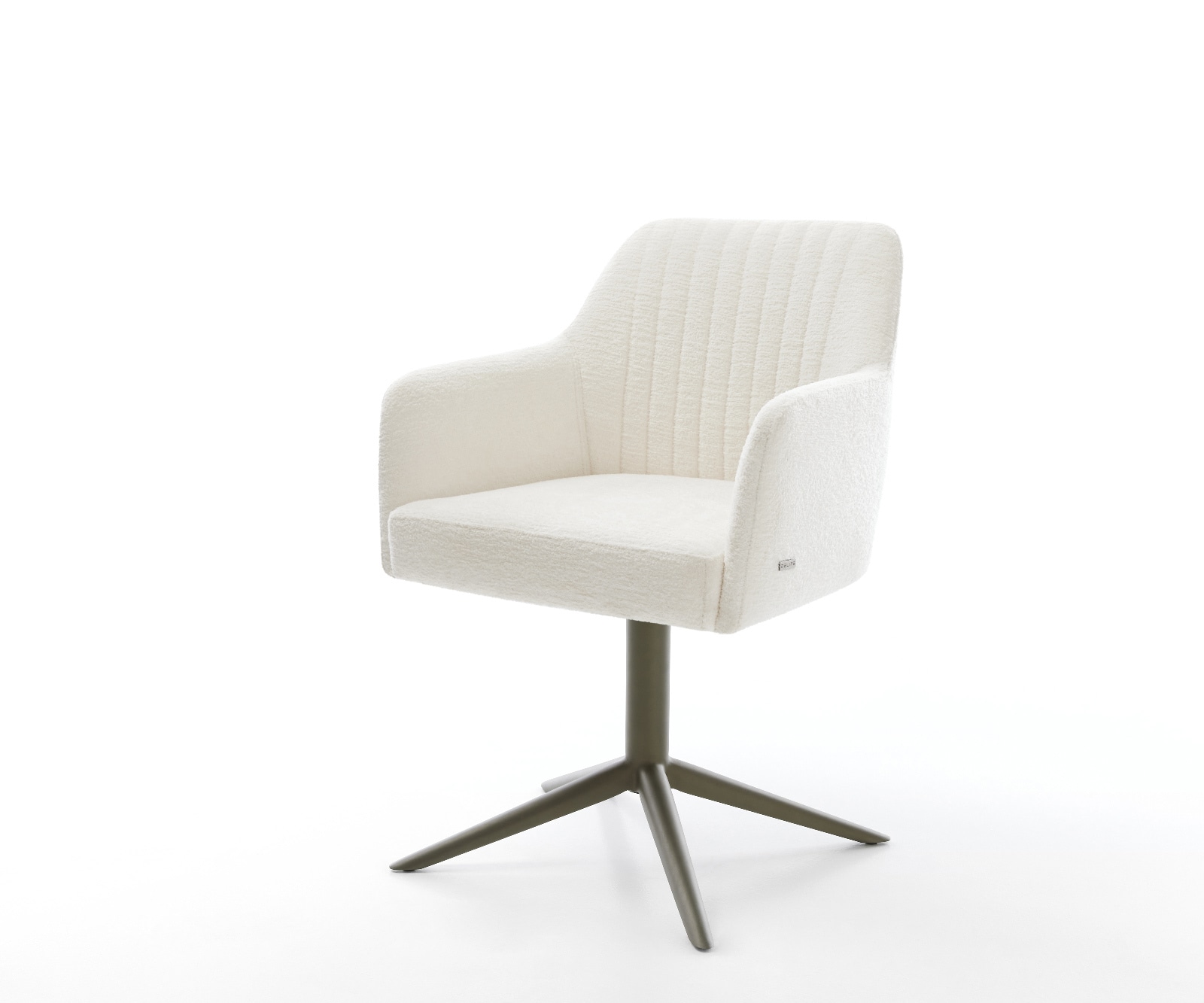 Chaise-pivotante Greg-Flex bouclé doux beige pied de chaise 4 branches aspect titane pivotement sur 360° fonction bascule resorts ensachés 1