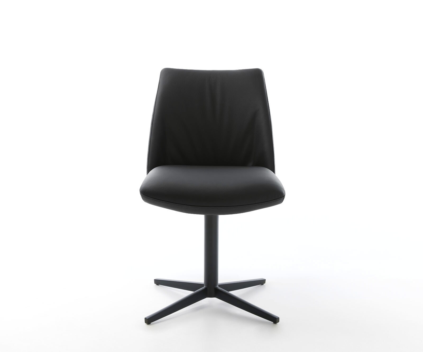 Chaise-pivotante Elso-Flex cuir de vache noir pied de chaise 4 branches noir pivotement sur 360° ressorts ensachés 2
