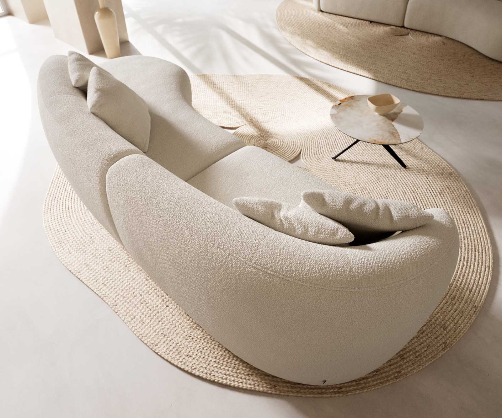 Canapé Mairi 330x160 cm Bouclé Crème-Blanc 6