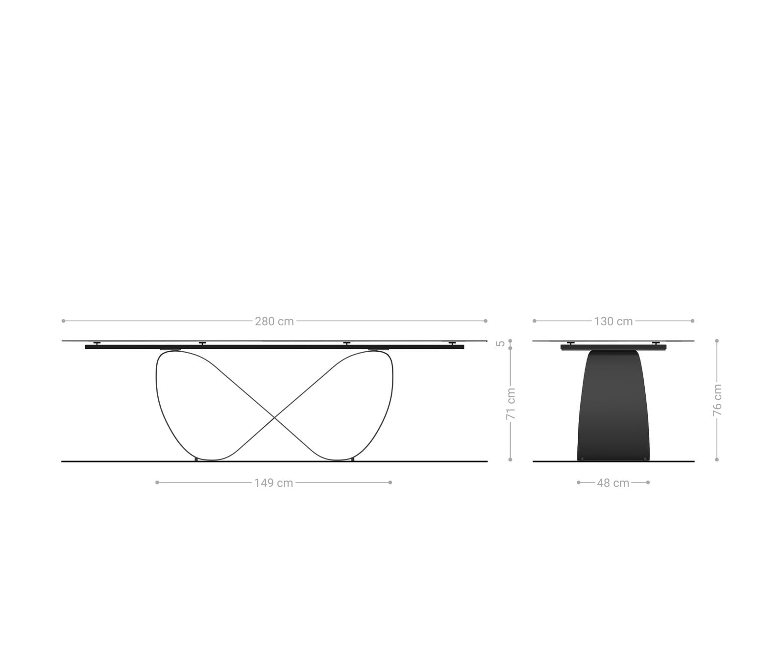 Table à manger Edge Oval 280x130 Céramique Minas Mélange Blanc-Beige Infinity Métal Effet Titane 8