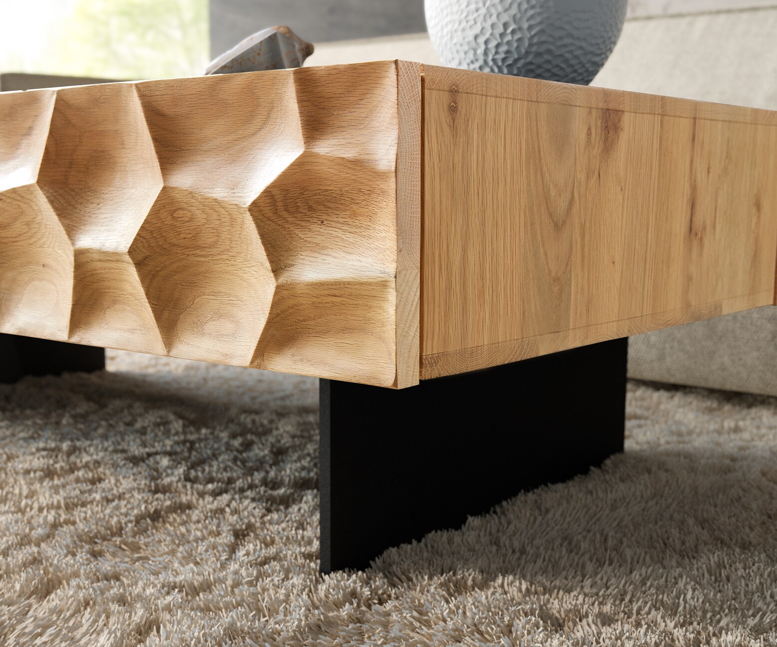 Pied aspect flottant métal noir 20 cm pour meubles à caisson de profondeur 60cm (lot de 2) 2