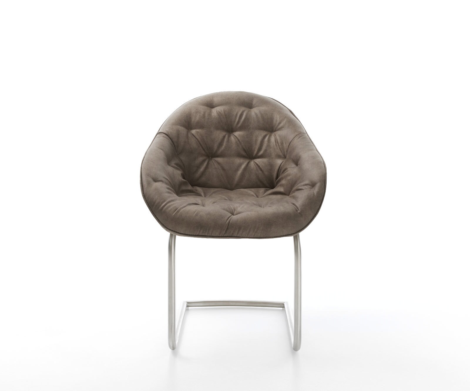 Cantilever Gaio-Flex microvelours taupe vintage pied cantilever rond acier inoxydable brossé 1 Cantilever Gaio-Flex microvelours taupe vintage pied cantilever rond acier inoxydable brossé 1