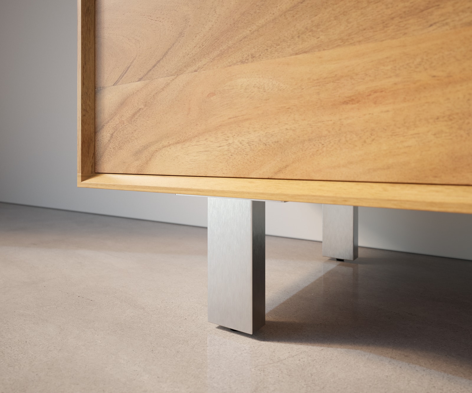 Pied-carré 12,5 cm inox brossé pour tous types de meubles (set de 4) 1 Pied-carré 12,5 cm inox brossé pour tous types de meubles (set de 4) 1