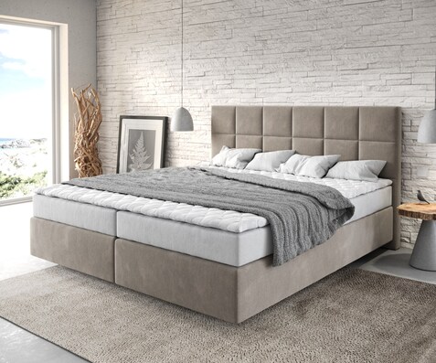 Lit à sommier tapissier Dream-Fine 180x200 Microfibre Beige
