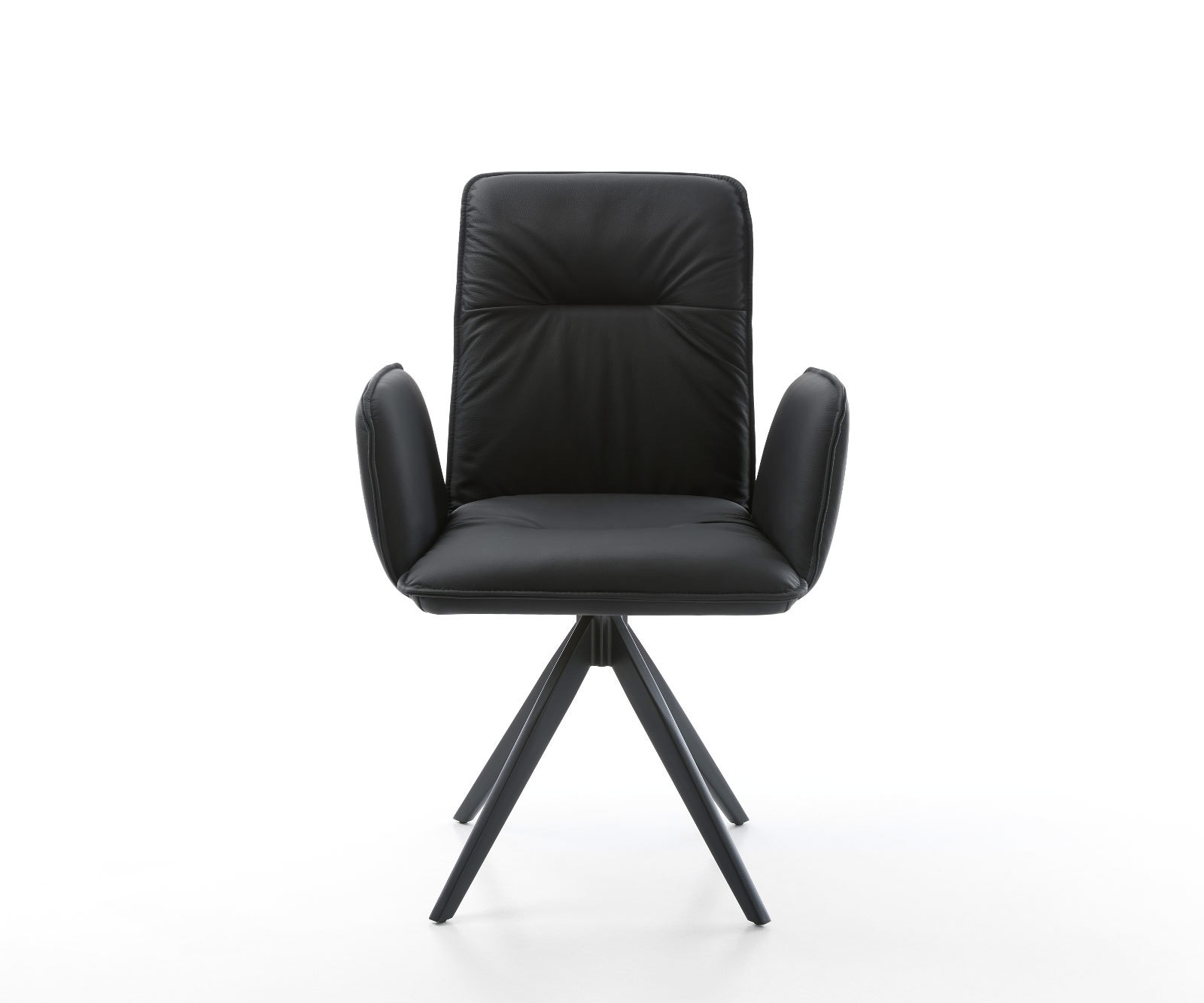 Chaise-de-salle-à-manger Vinja-Flex cuir de vache noir pied croisé angulaire noir 1 Chaise-de-salle-à-manger Vinja-Flex cuir de vache noir pied croisé angulaire noir 1