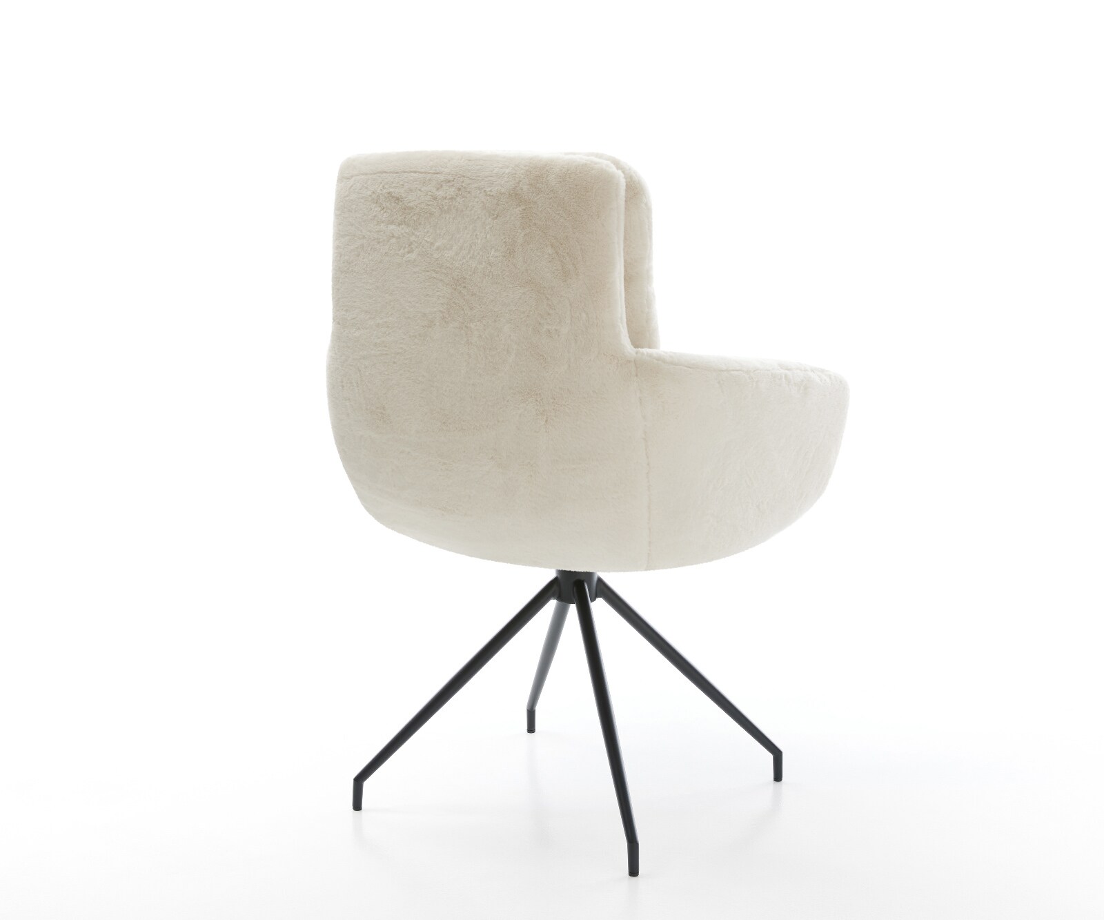 Chaise-de-salle-à-manger Abelia-Flex avec accoudoirs peluche crème-blanc pied croisé conique noir 5