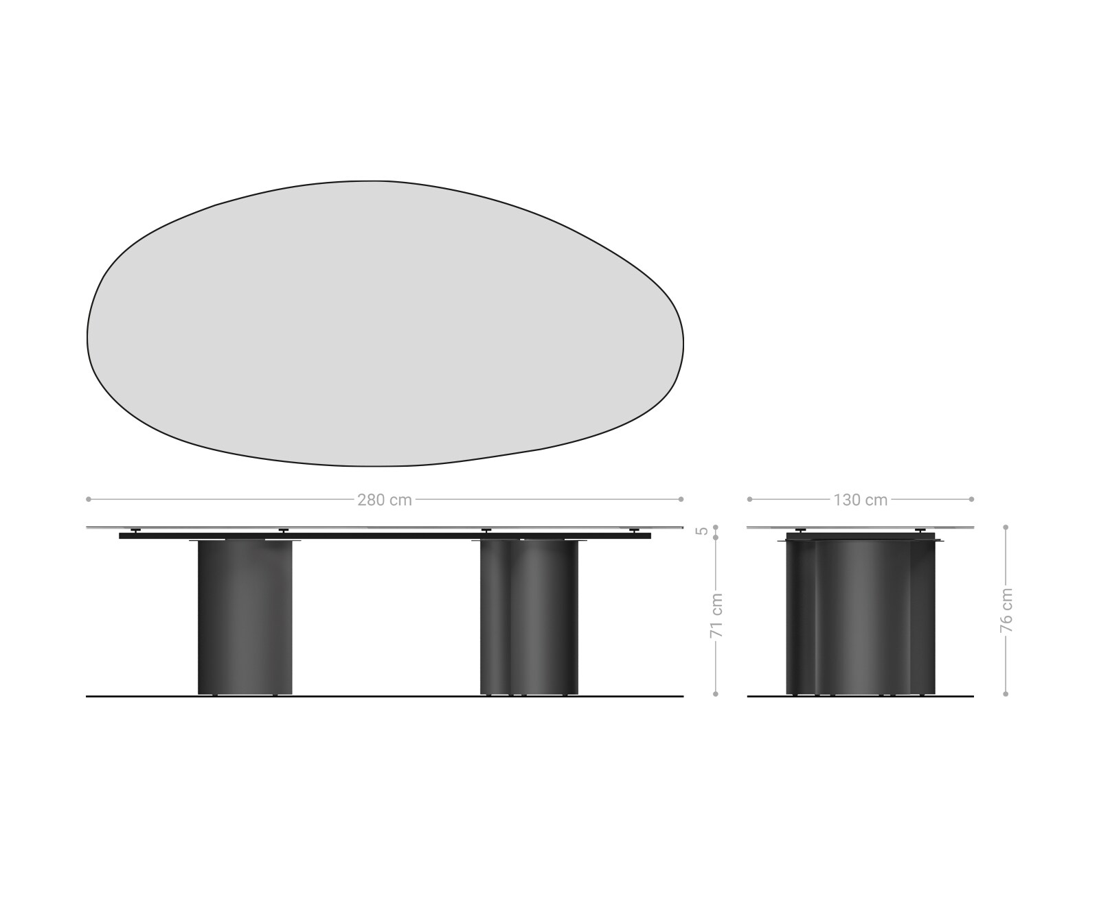 Table à manger Edge Ovale 280x130 Céramique Laminam® Sabbia Couleur chêne Troa Acier inoxydable Graphite 8