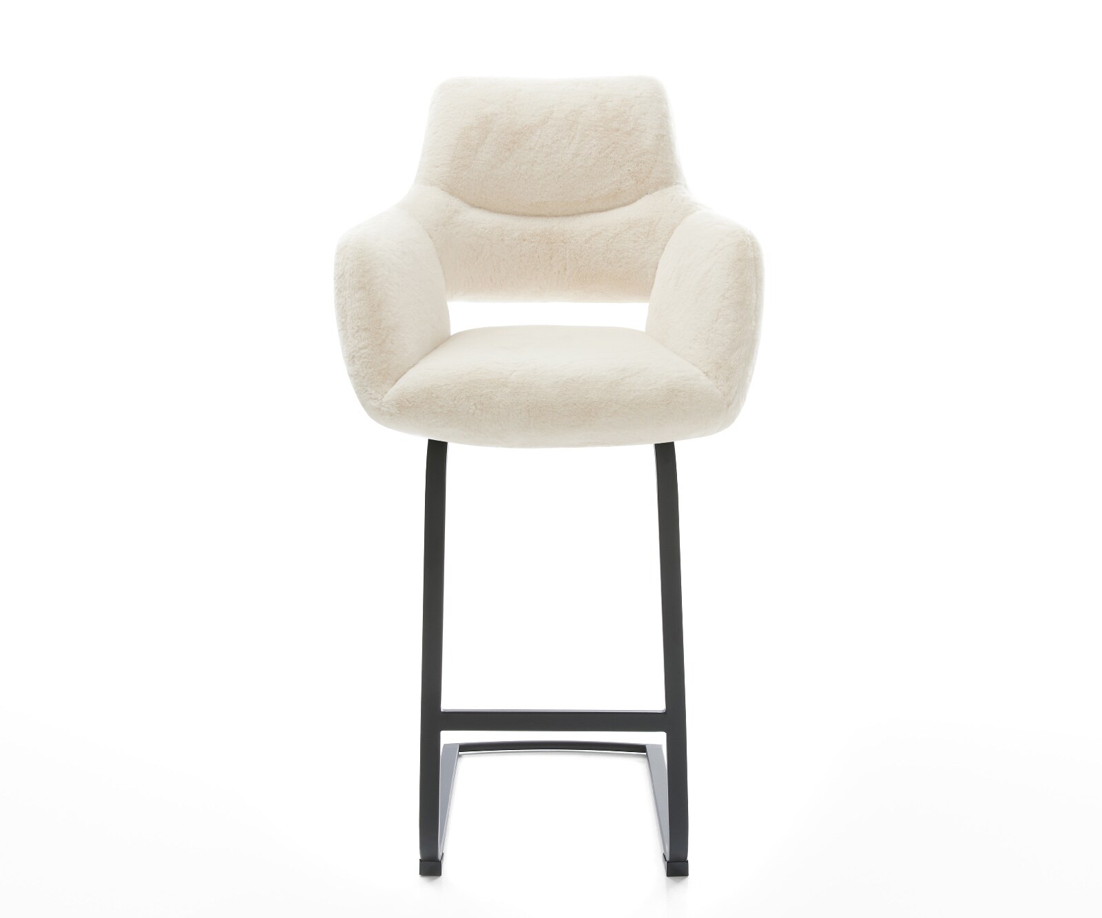 Chaise-de-bar Yago-Flex Peluche Crème-blanc Pied cantilever plat noir Noir Ressort ensaché 2