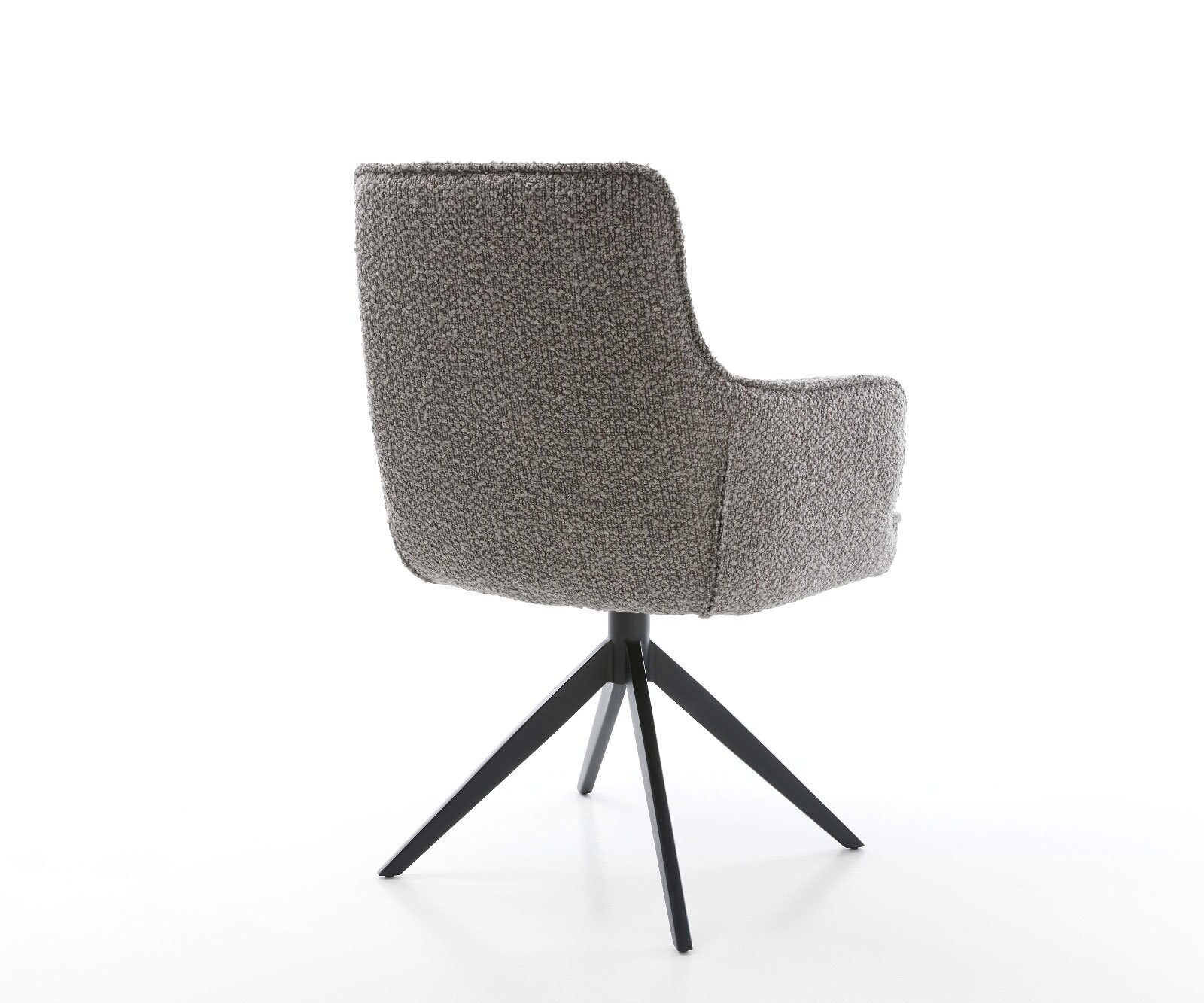 Chaise-pivotante Heira-Flex bouclé gris argenté pied croisé large noir pivotement sur 360° fonction bascule ressorts ensachés 4