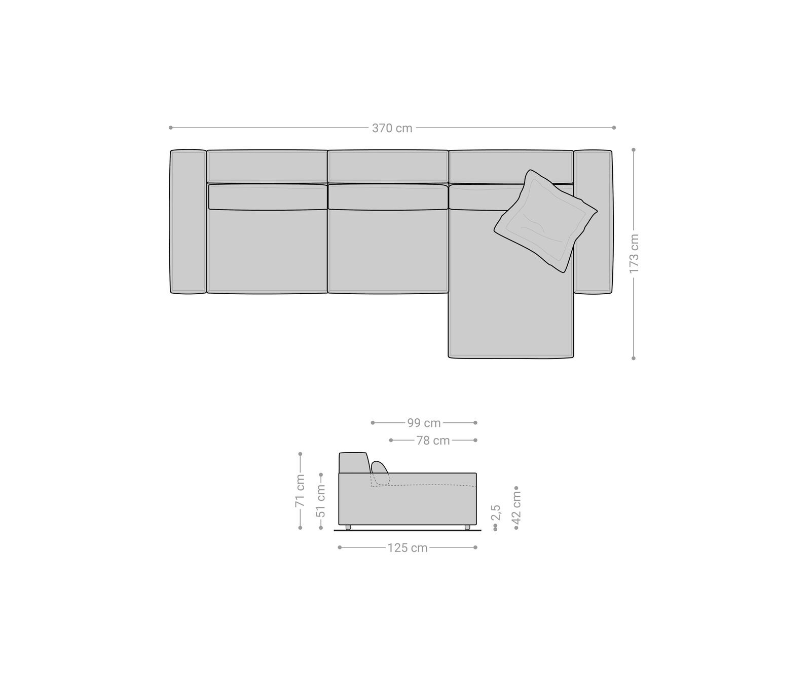 Canapé d'angle Sirpio XL 370x170 cm Microfibre Noir Recamiere variable 9