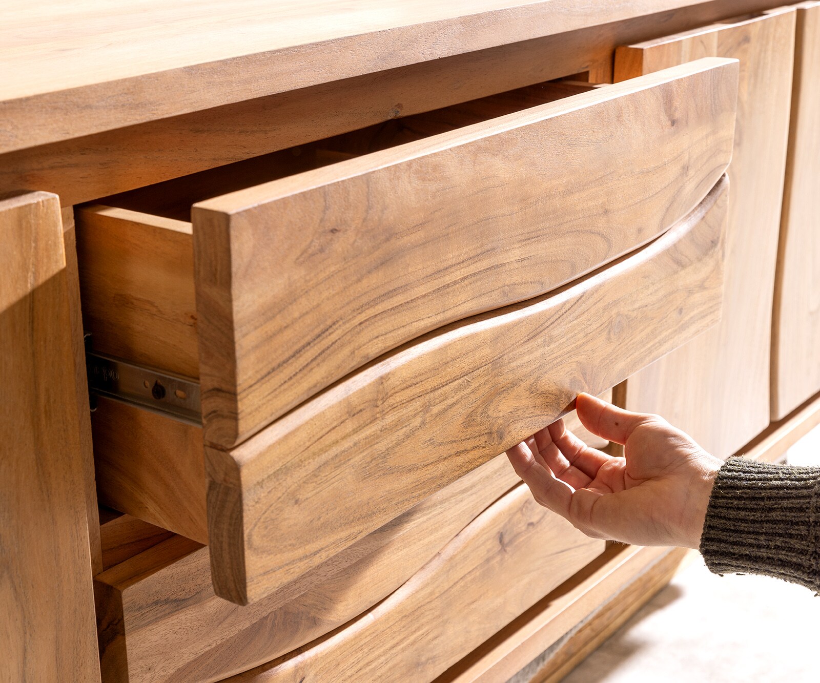 Meuble-TV Live-Edge 200 cm Acacia naturel 4 portes 2 tiroirs 5