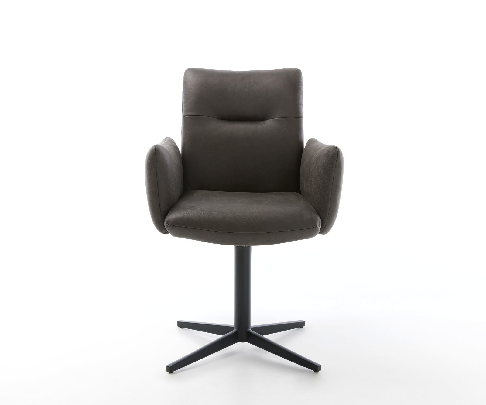 Chaise-pivotante Jova-Flex avec accoudoirs microvelours anthracite vintage pied de chaise 4 branches noir pivotement sur 360° ressorts ensachés 1