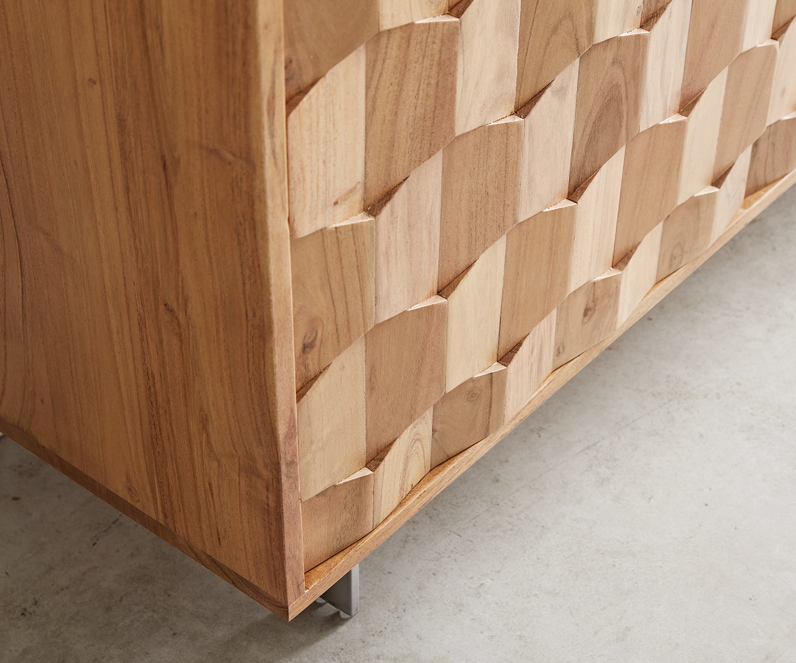 Étagère Fevo 147x150 cm Acacia naturel 3 portes Pied en L 3 Étagère Fevo 147x150 cm Acacia naturel 3 portes Pied en L 3