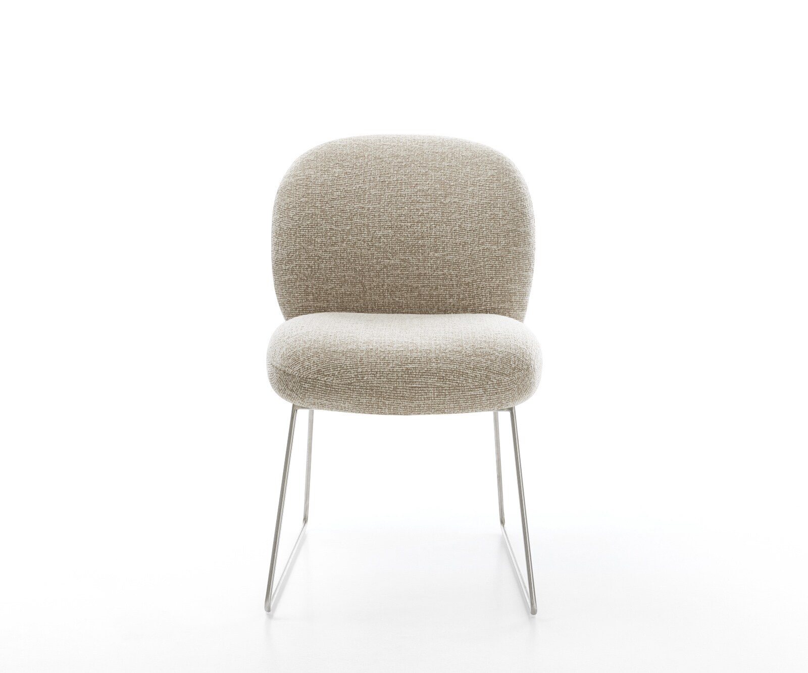 Chaise-de-salle-à-manger Nube-Flex tissu tissé doux beige pied trapèze acier inoxydable resorts ensachés 2