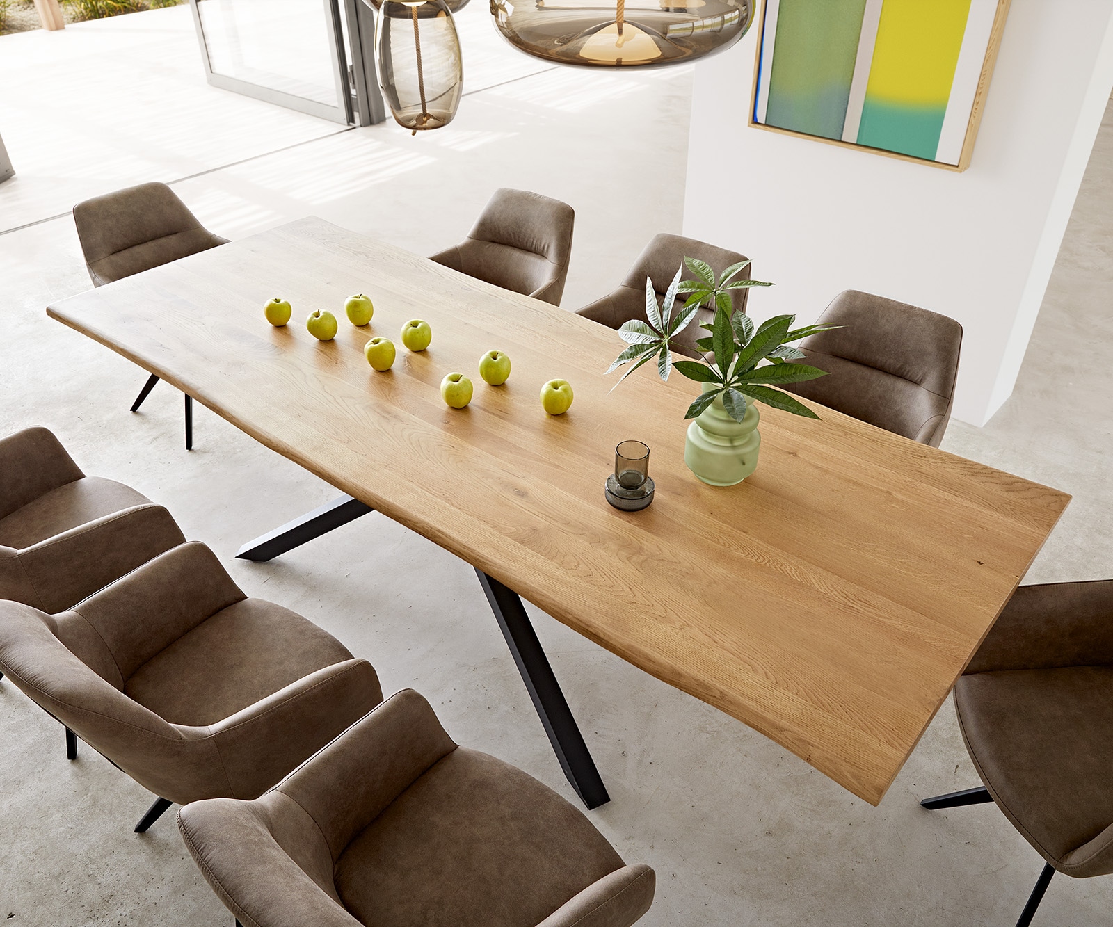 Table à manger Edge 260x100x2,5-3 chêne nature cadre croisé rectangle noir Live-Edge 2 Table à manger Edge 260x100x2,5-3 chêne nature cadre croisé rectangle noir Live-Edge 2