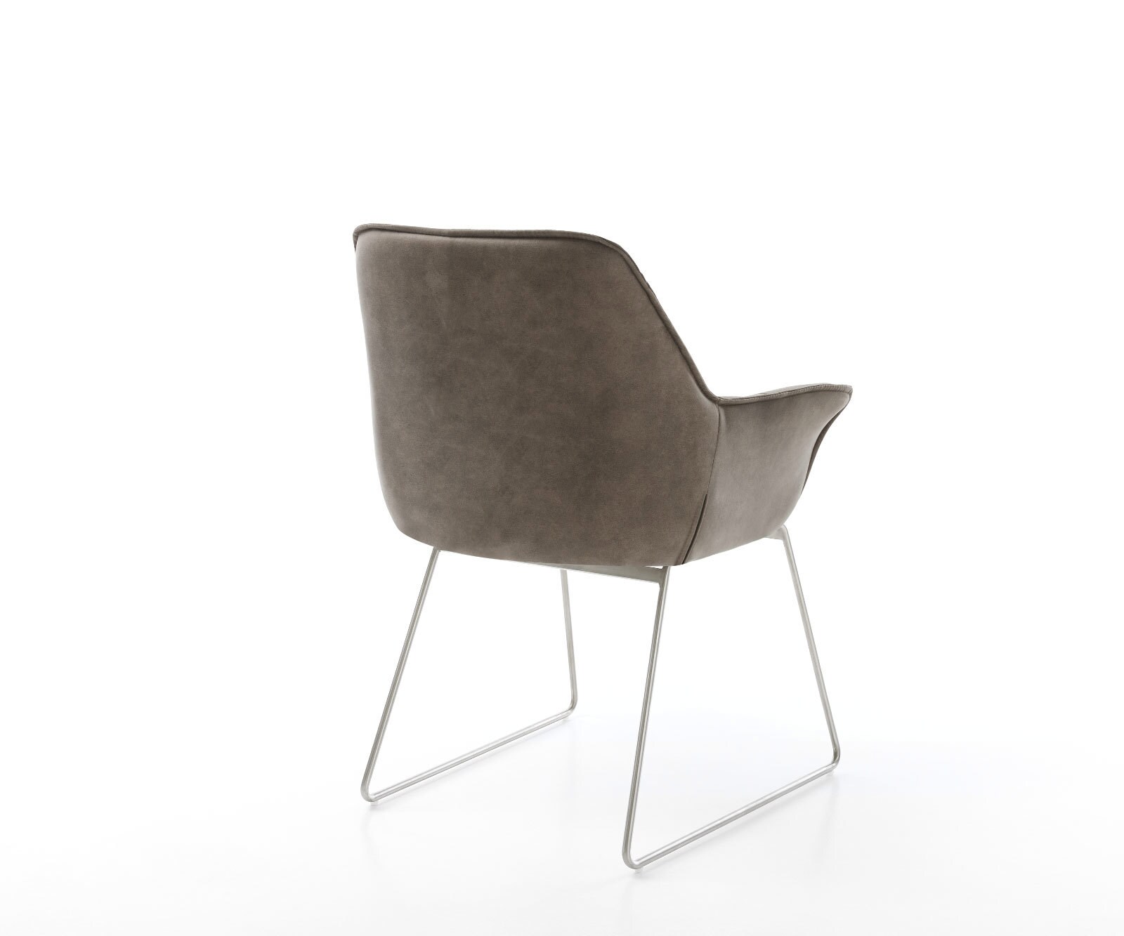 Chaise-de-salle-à-manger Kaira-Flex microvelours taupe vintage pied trapèze acier inoxydable brossé 4 Chaise-de-salle-à-manger Kaira-Flex microvelours taupe vintage pied trapèze acier inoxydable brossé 4