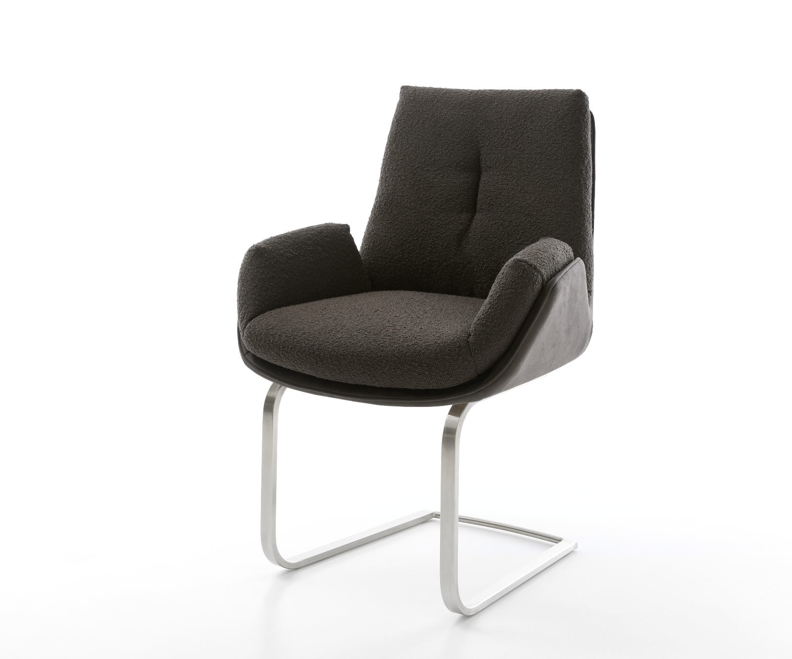 Cantilever Clea-Flex tissu mixte noir pied cantilever plat acier inoxydable brossé Cantilever Clea-Flex tissu mixte noir pied cantilever plat acier inoxydable brossé