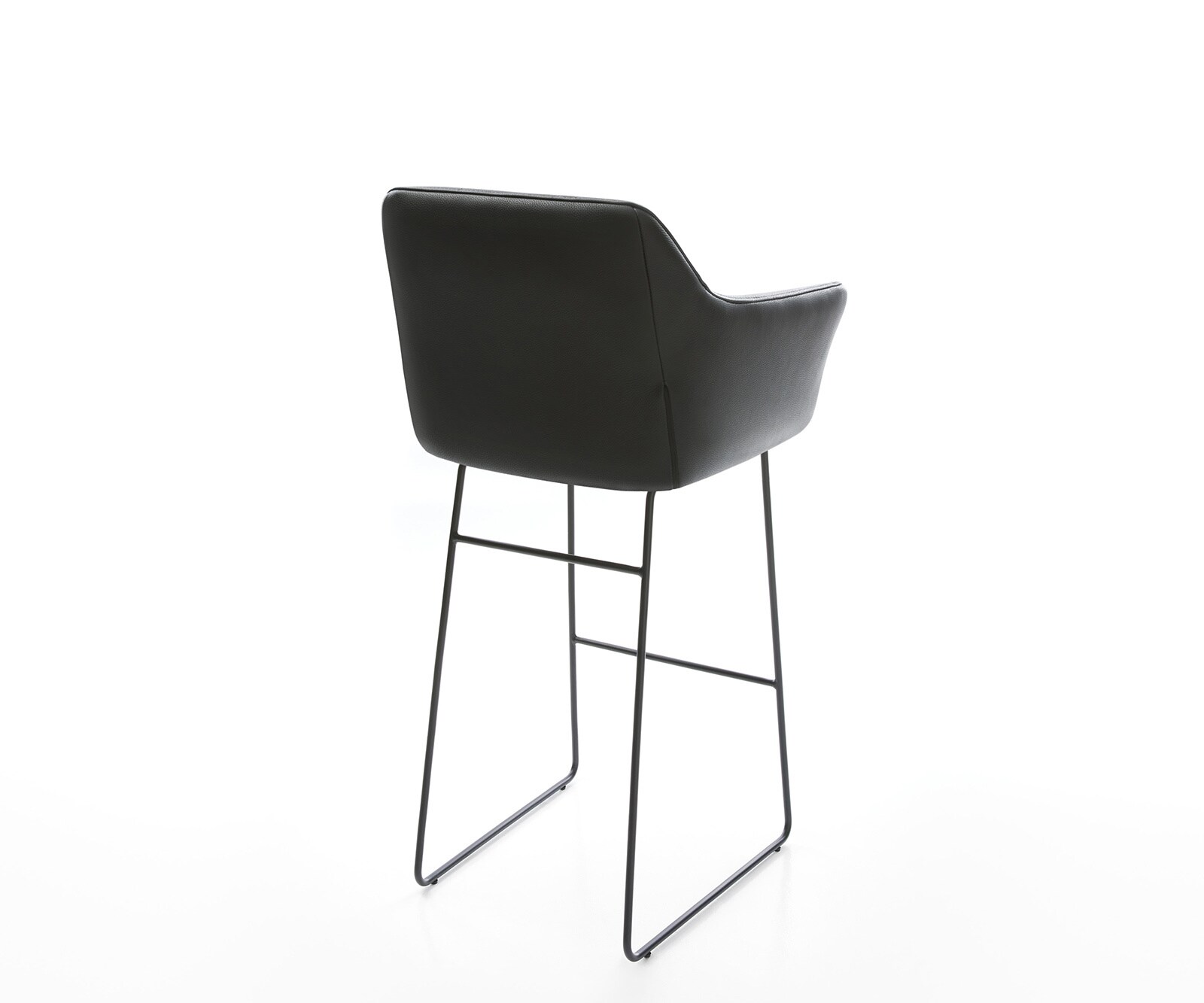 Chaise-de-bar Yulo-Flex cuir véritable noir cadre de patins métal 4