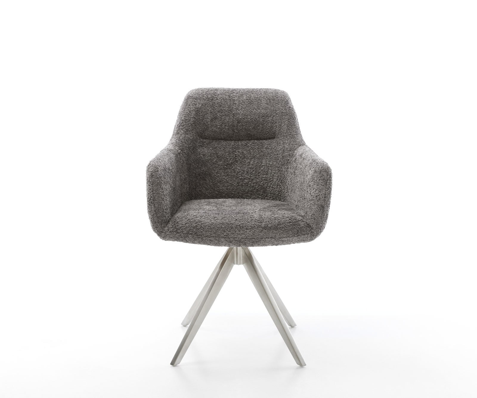 Chaise-de-salle-à-manger Pejo-Flex bouclé gris pied croisé angulaire acier inoxydable brossé ressorts ensachés 1 Chaise-de-salle-à-manger Pejo-Flex bouclé gris pied croisé angulaire acier inoxydable brossé ressorts ensachés 1