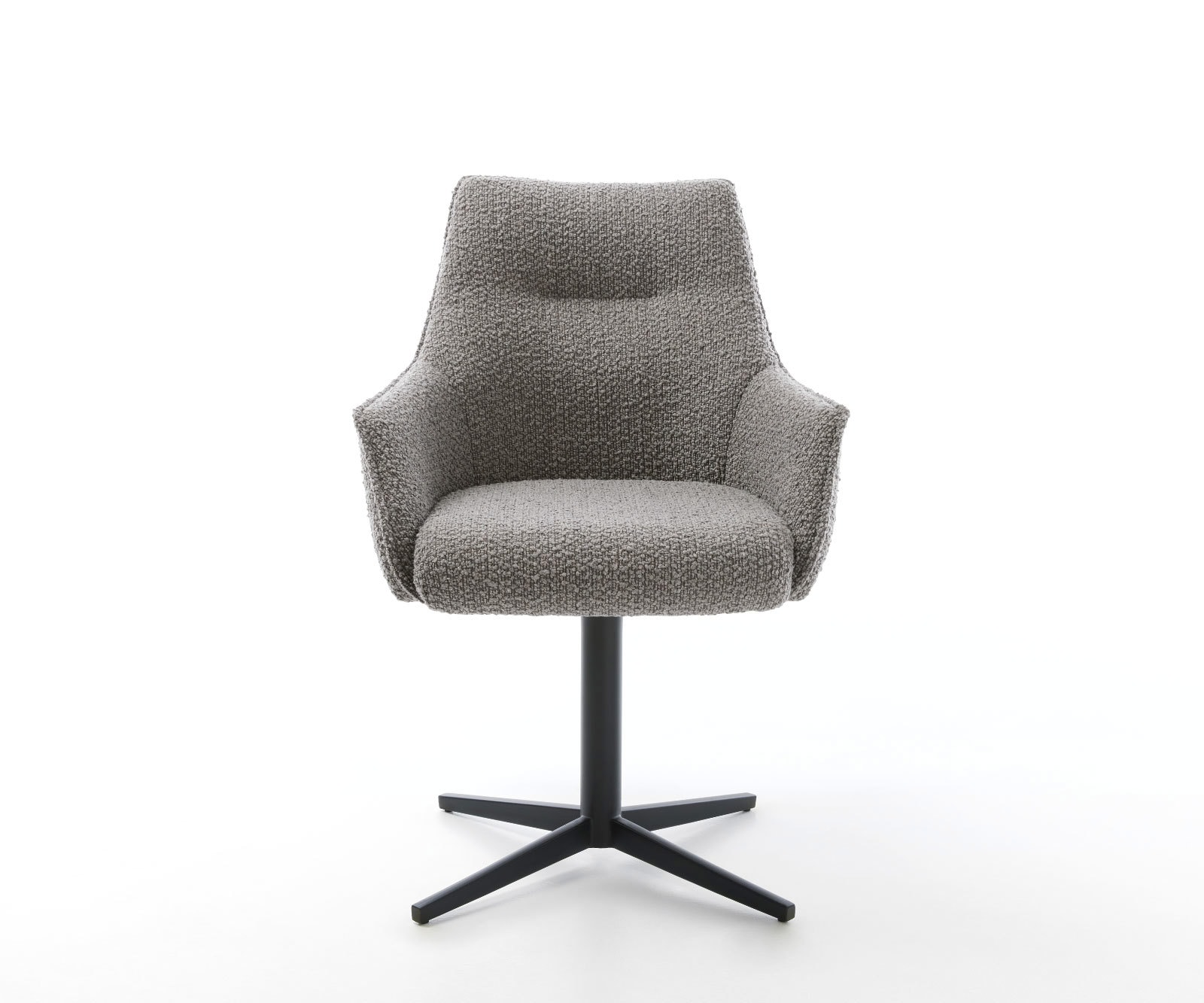 Chaise-pivotante Alja-Flex avec accoudoirs bouclé gris argenté pied de chaise 4 branches noir pivotement sur 360° ressorts ensachés 1 Chaise-pivotante Alja-Flex avec accoudoirs bouclé gris argenté pied de chaise 4 branches noir pivotement sur 360° ressorts ensachés 1