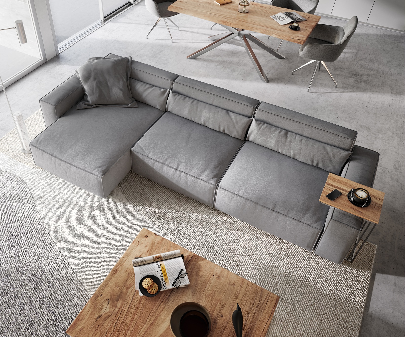Canapé d'angle Sirpio XL 370x170 cm Microfibre Gris 3 Canapé d'angle Sirpio XL 370x170 cm Microfibre Gris 3